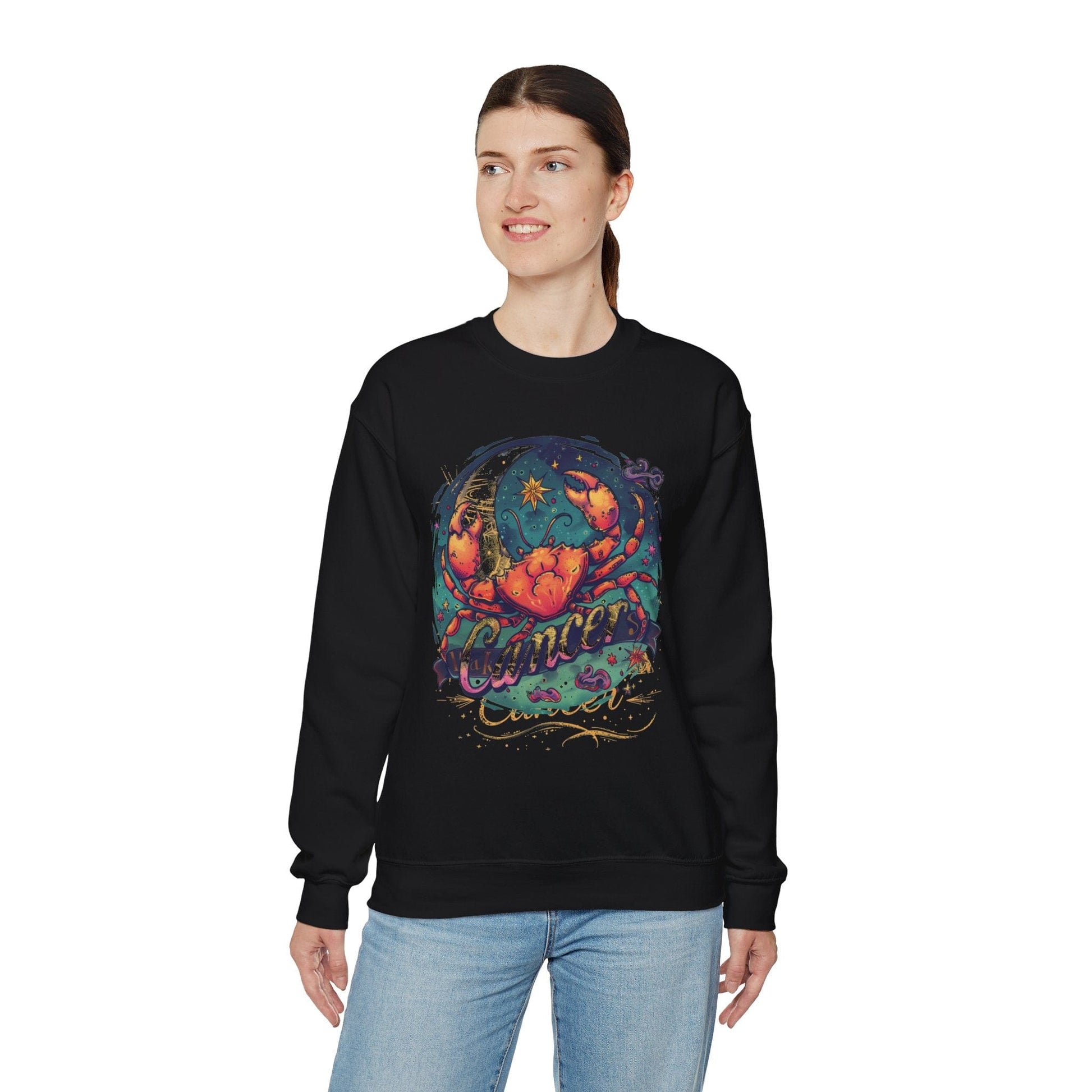 Sweatshirt Cancer Zodiac Tattoo Art Sweater: Cosmic Crab Embrace