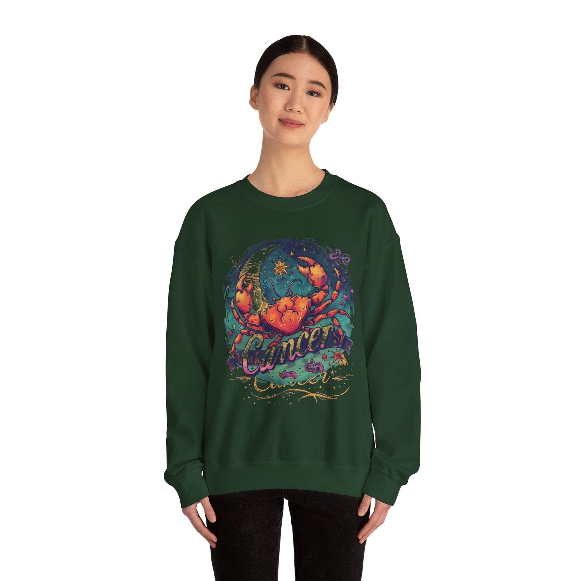 Sweatshirt Cancer Zodiac Tattoo Art Sweater: Cosmic Crab Embrace