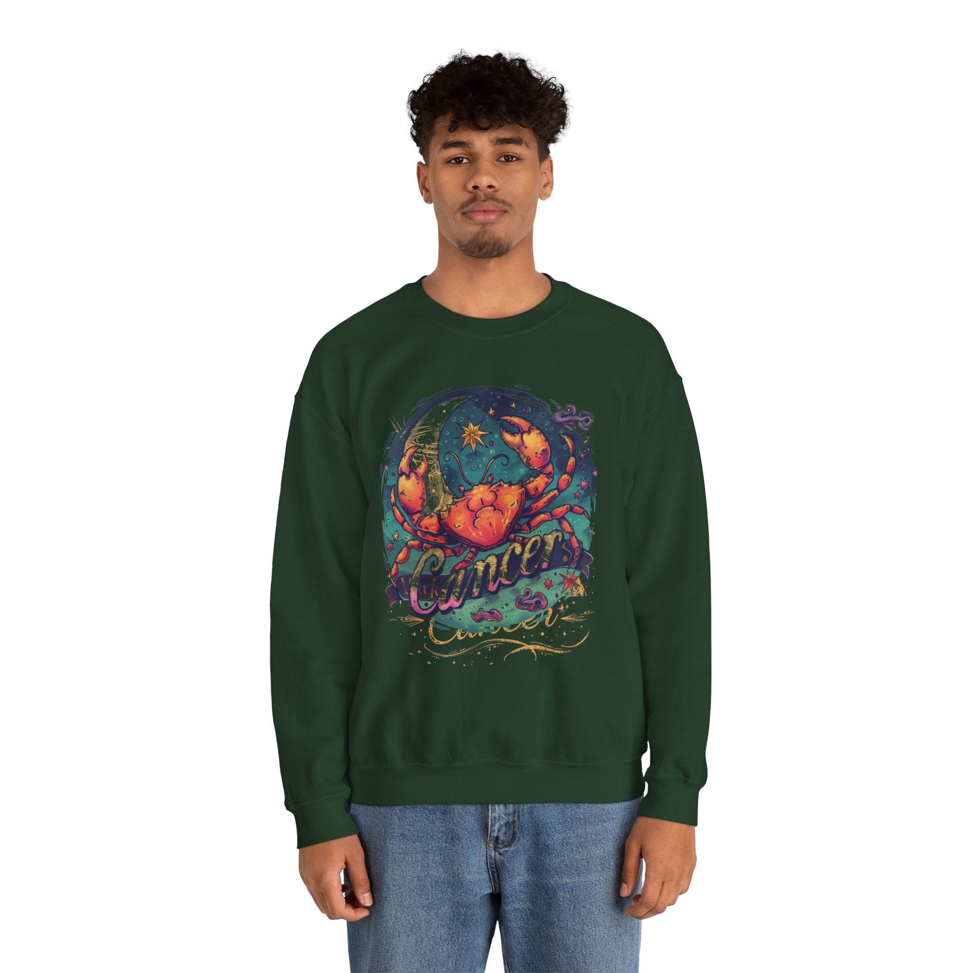 Sweatshirt Cancer Zodiac Tattoo Art Sweater: Cosmic Crab Embrace