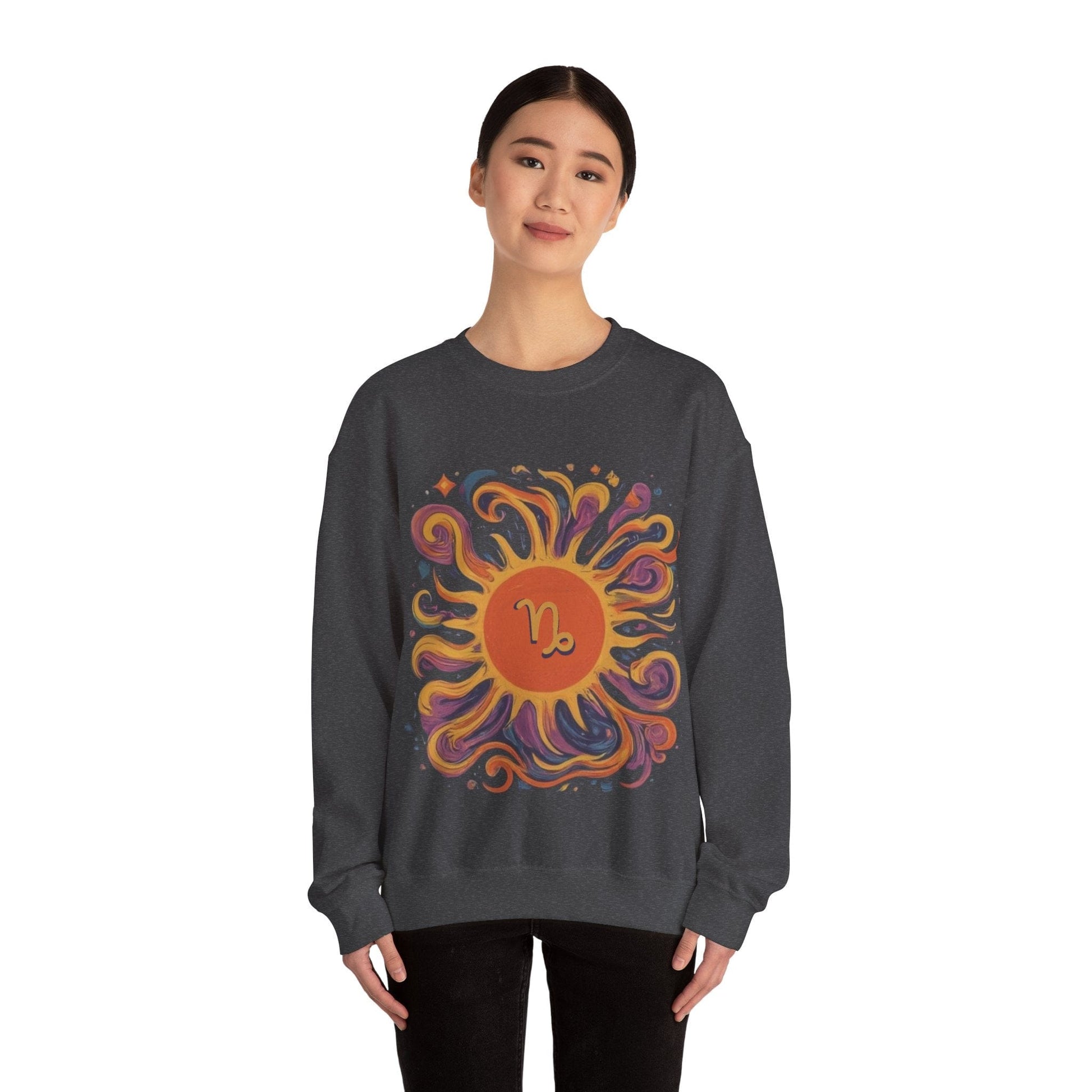 Sweatshirt Capricorn Celestial Sun Soft Sweater: Earthy Elegance Meets Cosmic Warmth