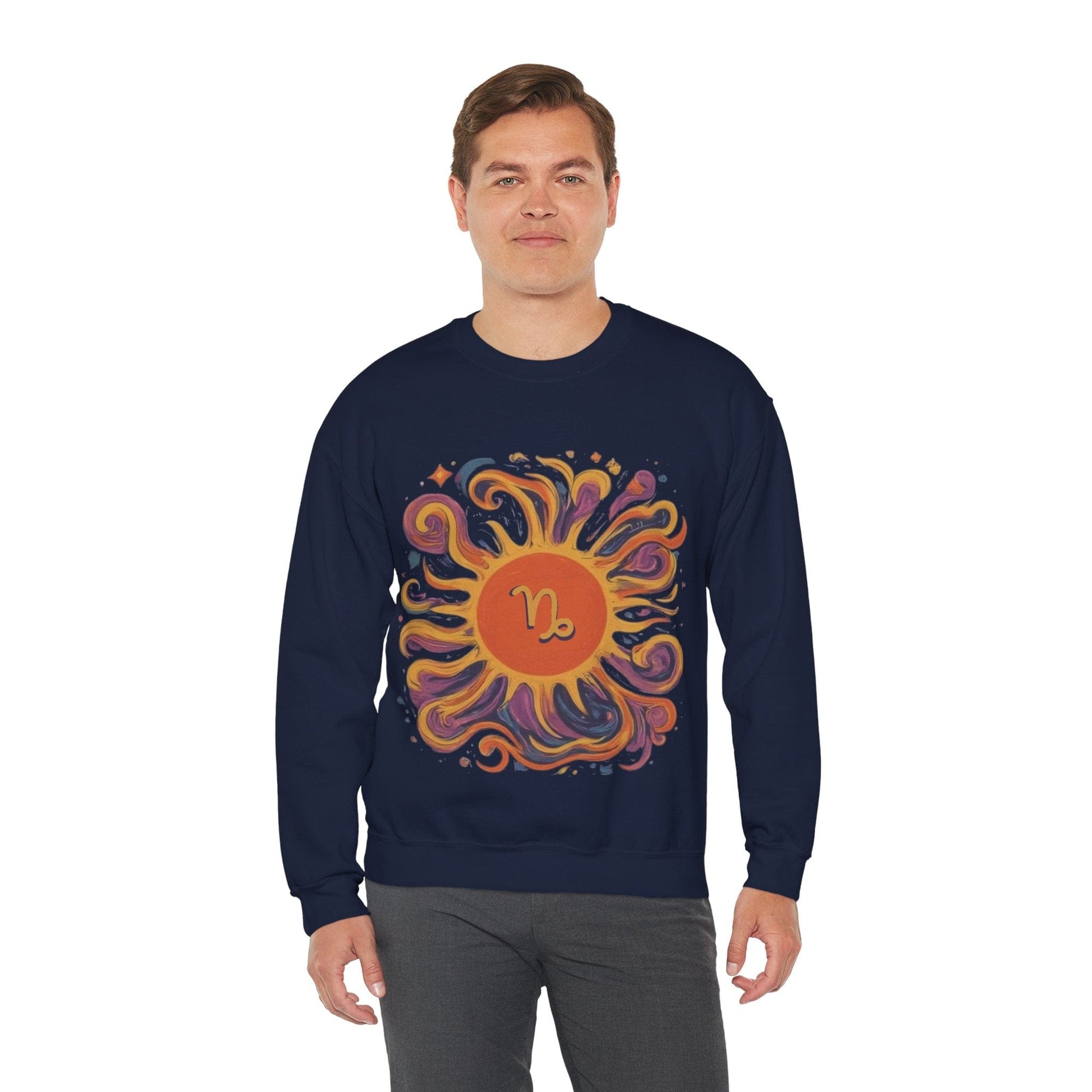 Sweatshirt Capricorn Celestial Sun Soft Sweater: Earthy Elegance Meets Cosmic Warmth