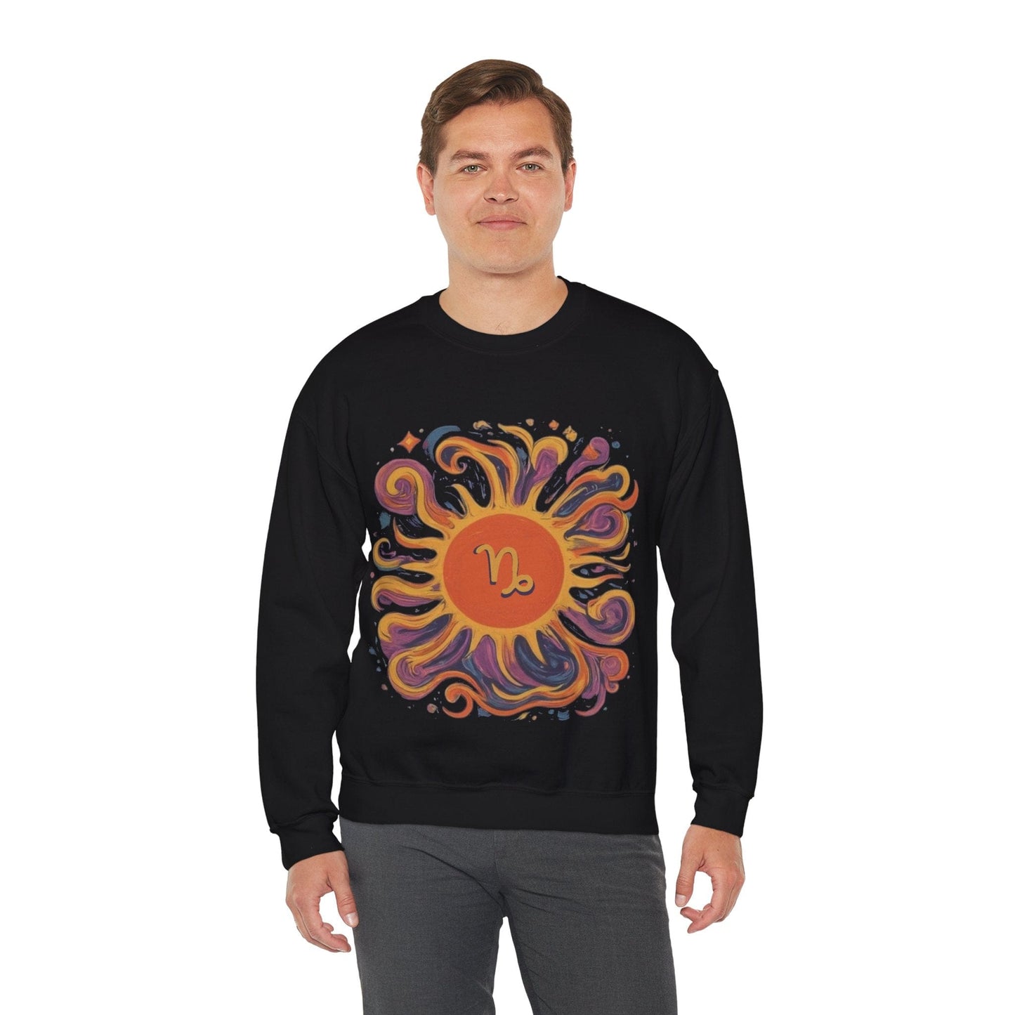 Sweatshirt Capricorn Celestial Sun Soft Sweater: Earthy Elegance Meets Cosmic Warmth