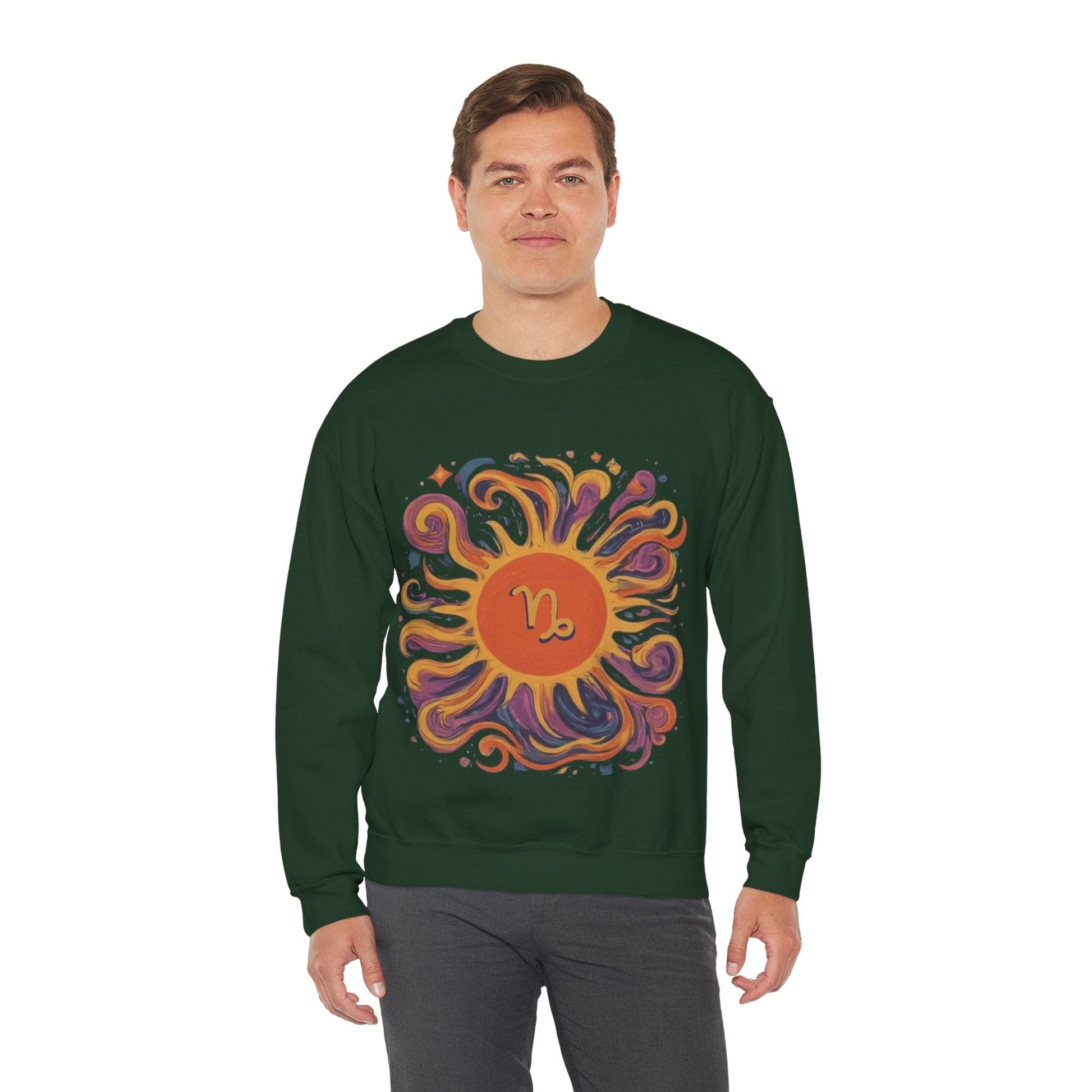 Sweatshirt Capricorn Celestial Sun Soft Sweater: Earthy Elegance Meets Cosmic Warmth