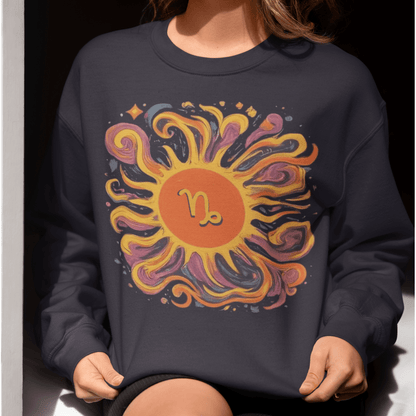 Sweatshirt Capricorn Celestial Sun Soft Sweater: Earthy Elegance Meets Cosmic Warmth