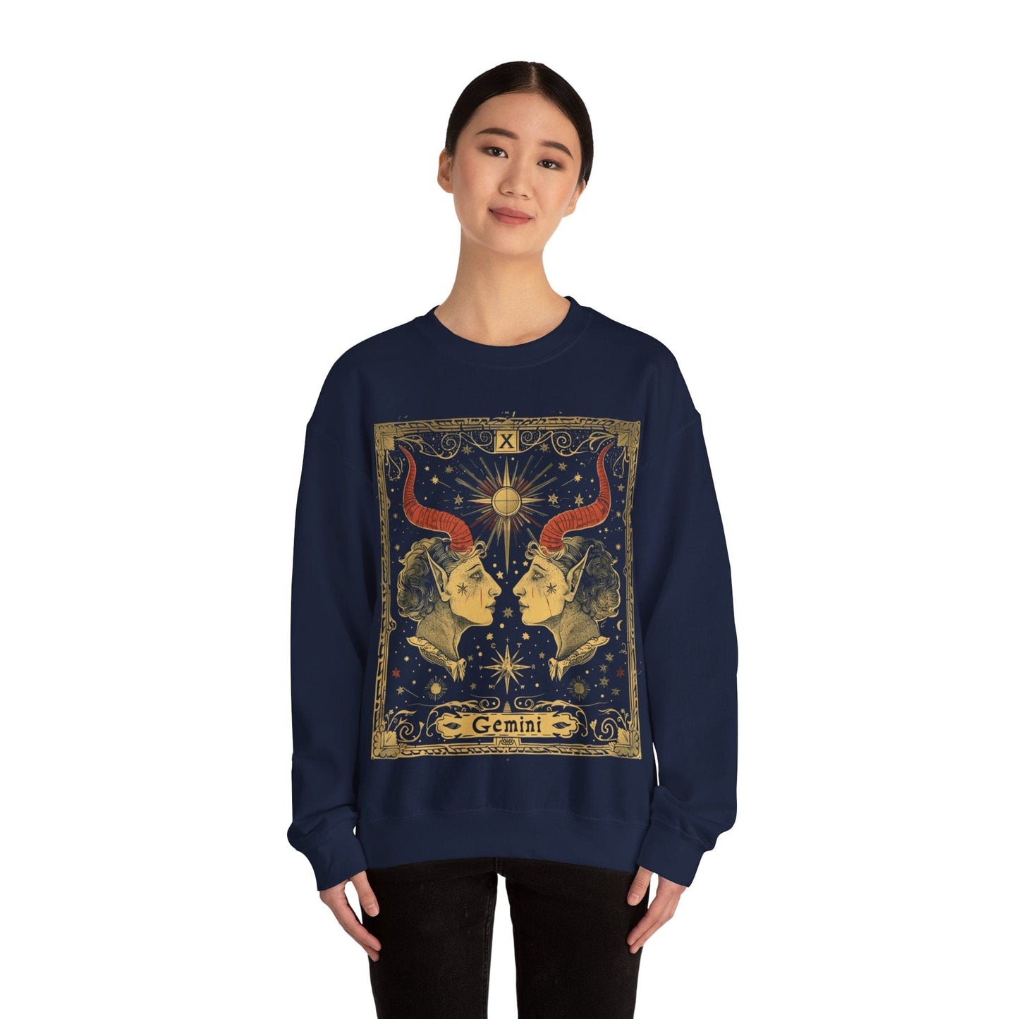 Sweatshirt Celestial Duet Gemini Sweater: Harmonized Contrasts