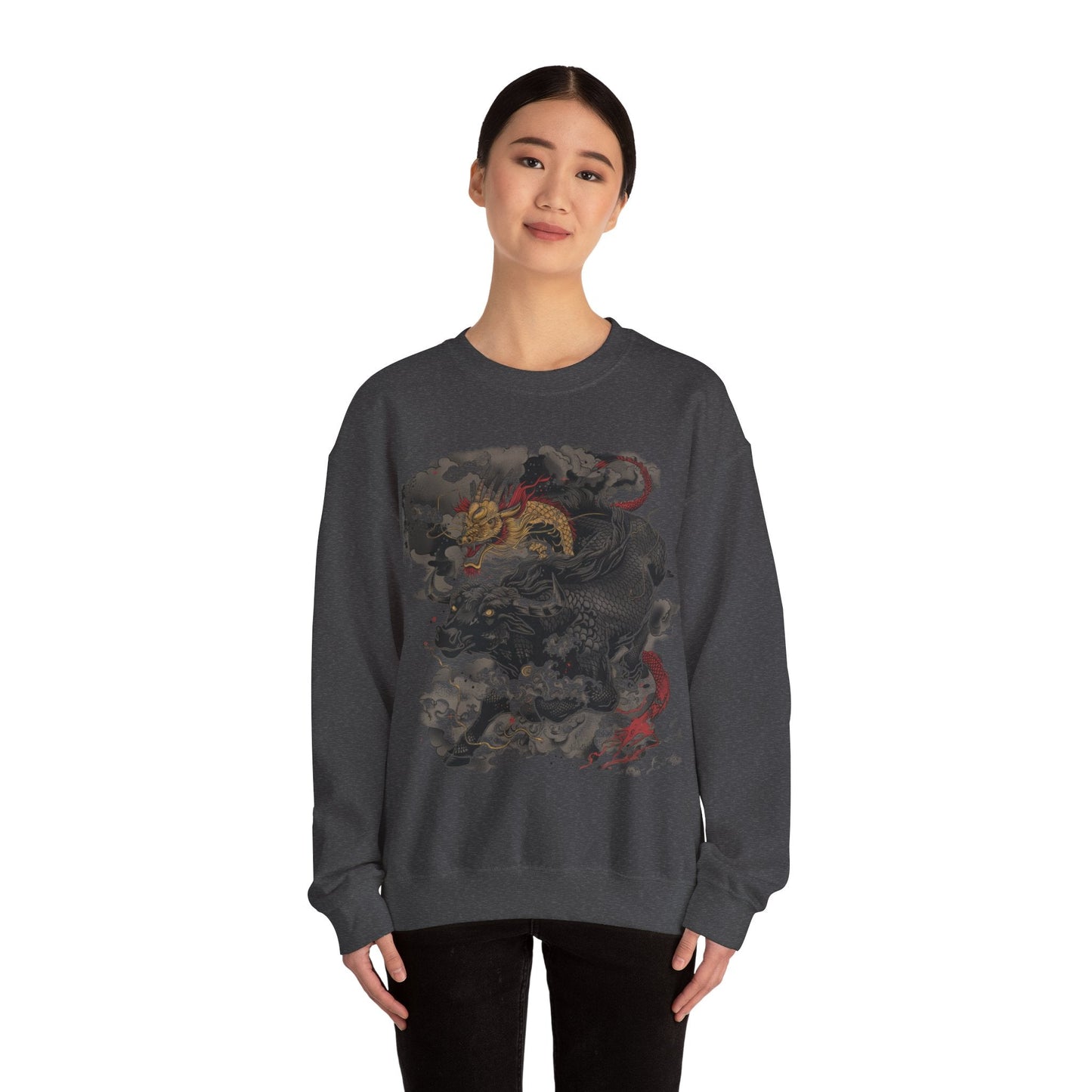 Sweatshirt Eastern Mythos Dragon-Taurus Sweater: Fusion of Strength