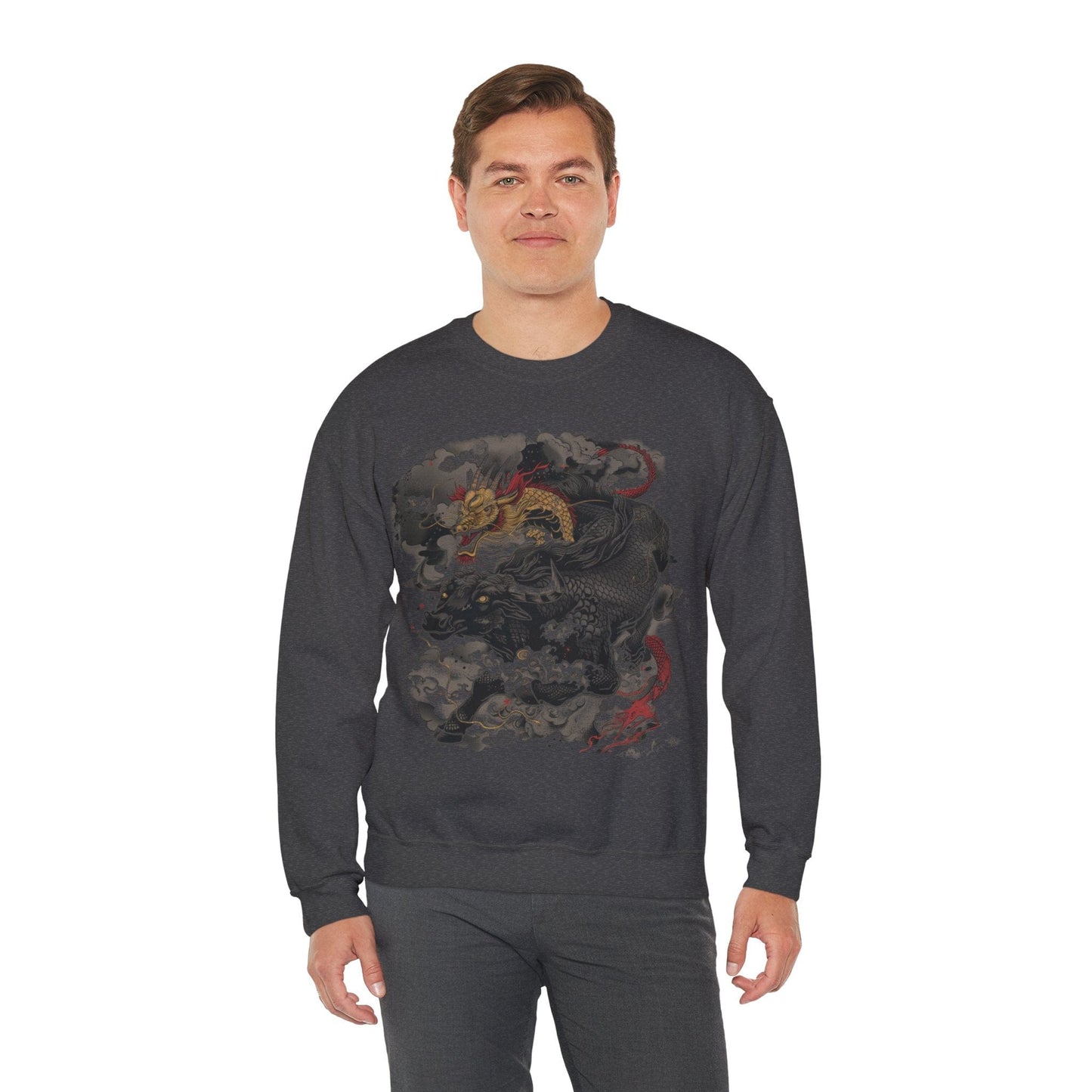 Sweatshirt Eastern Mythos Dragon-Taurus Sweater: Fusion of Strength