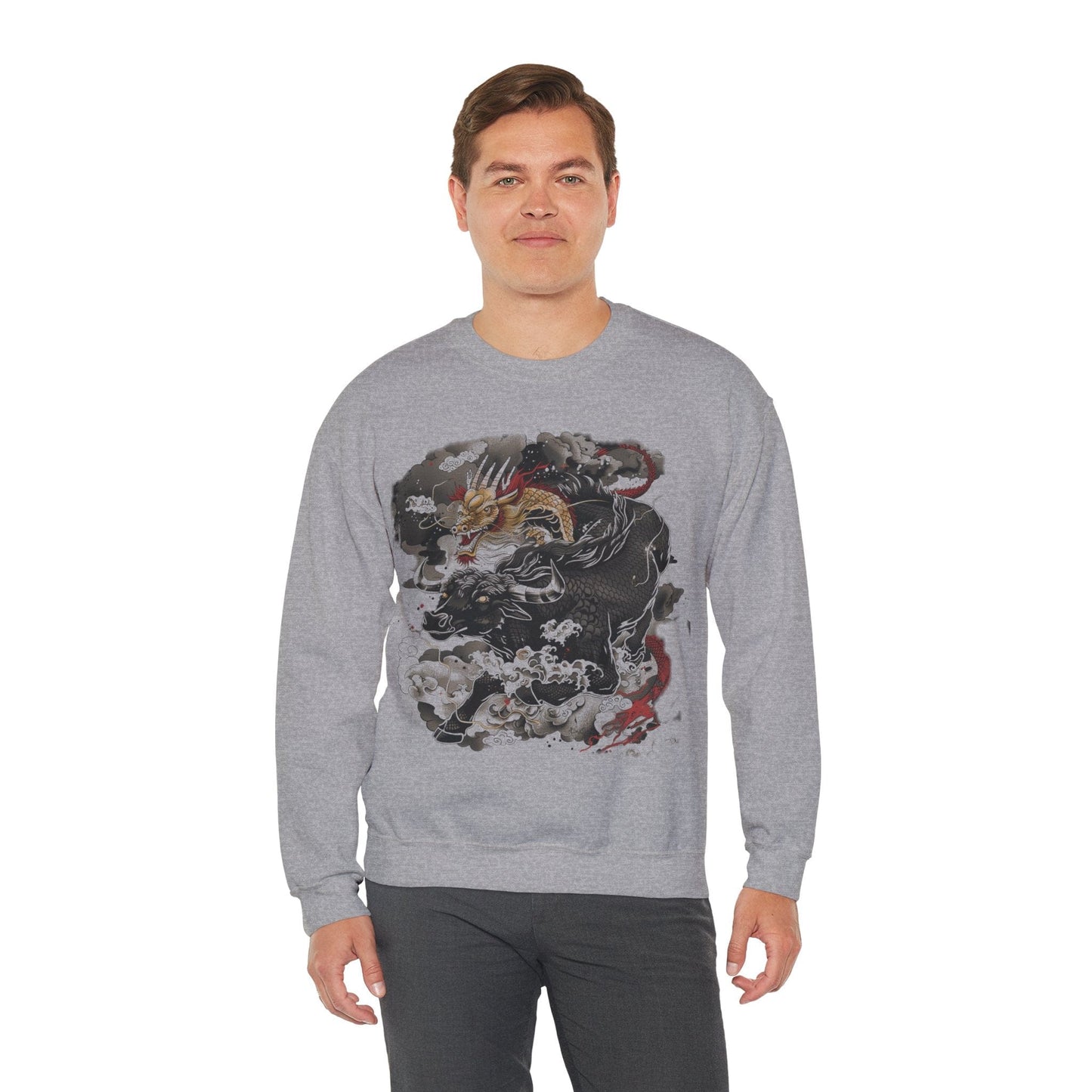 Sweatshirt Eastern Mythos Dragon-Taurus Sweater: Fusion of Strength