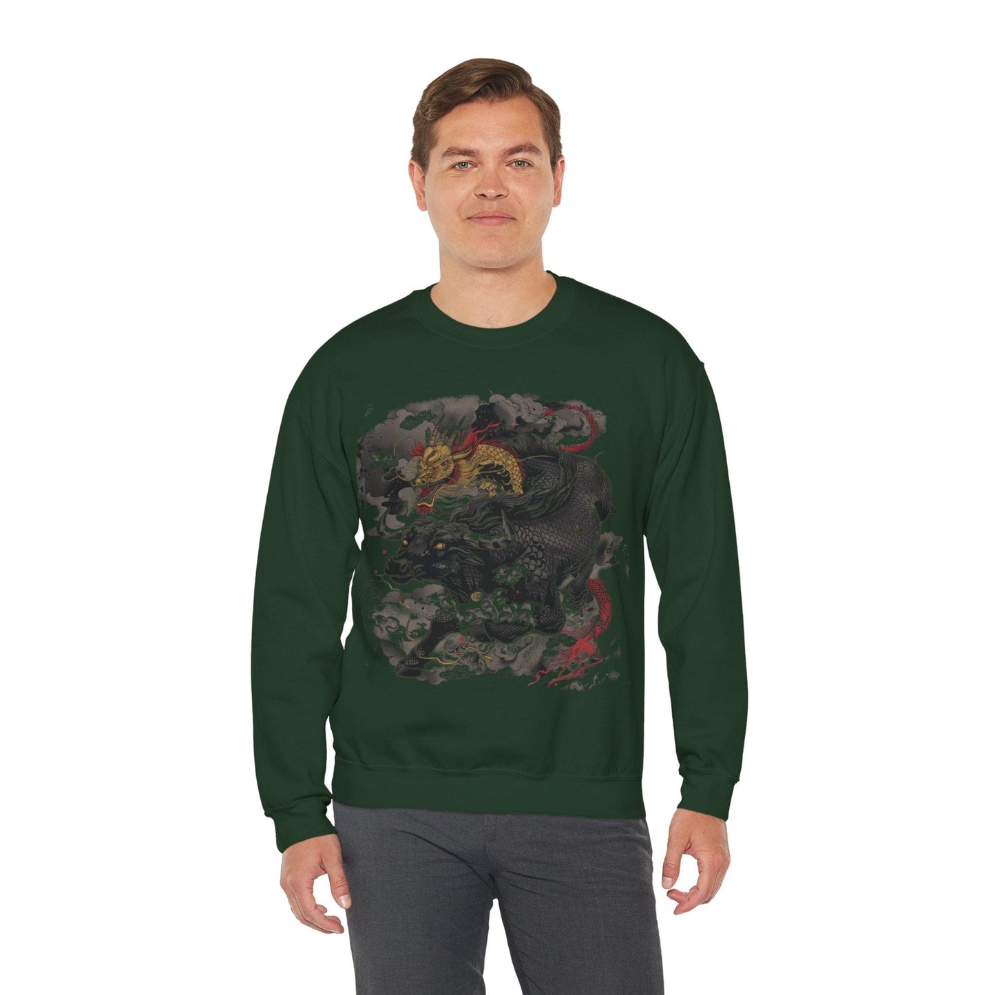 Sweatshirt Eastern Mythos Dragon-Taurus Sweater: Fusion of Strength
