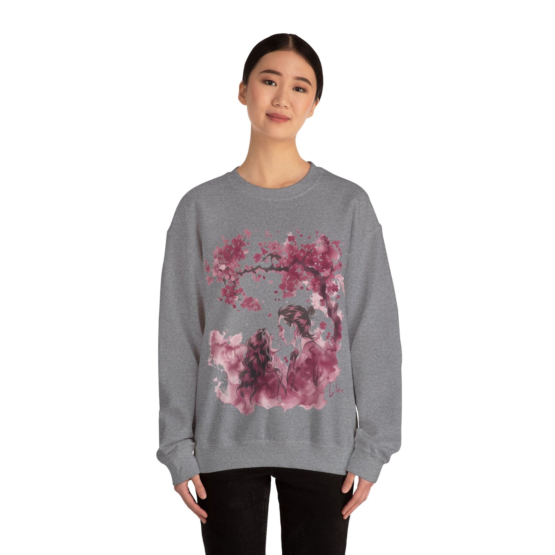 Sweatshirt Eternal Love Libra Sumi-e Sweater: Embrace of Blossoms