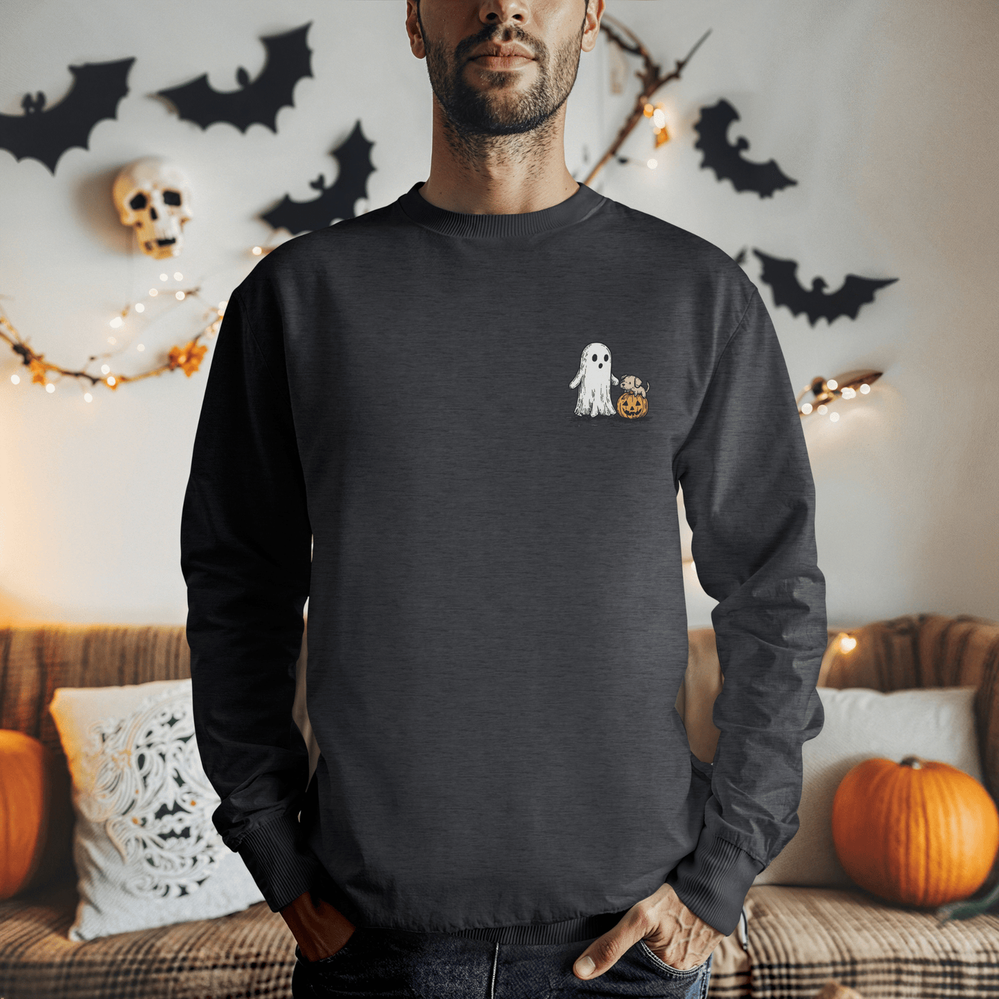 Sweatshirt Ghost & Dog Walk Sweater - Halloween Limited Edition Sweater