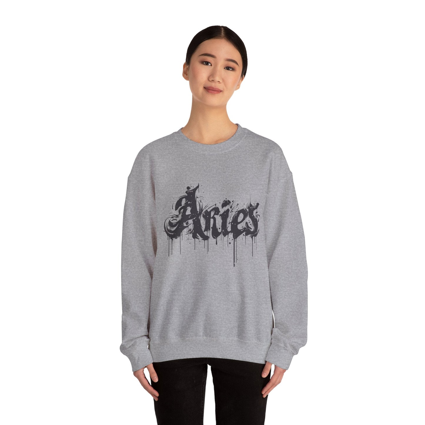 Sweatshirt Ink-Dripped Aries Energy Soft Sweater: Embrace Your Fire