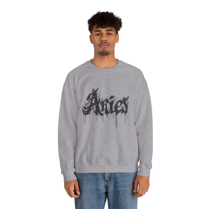 Sweatshirt Ink-Dripped Aries Energy Soft Sweater: Embrace Your Fire