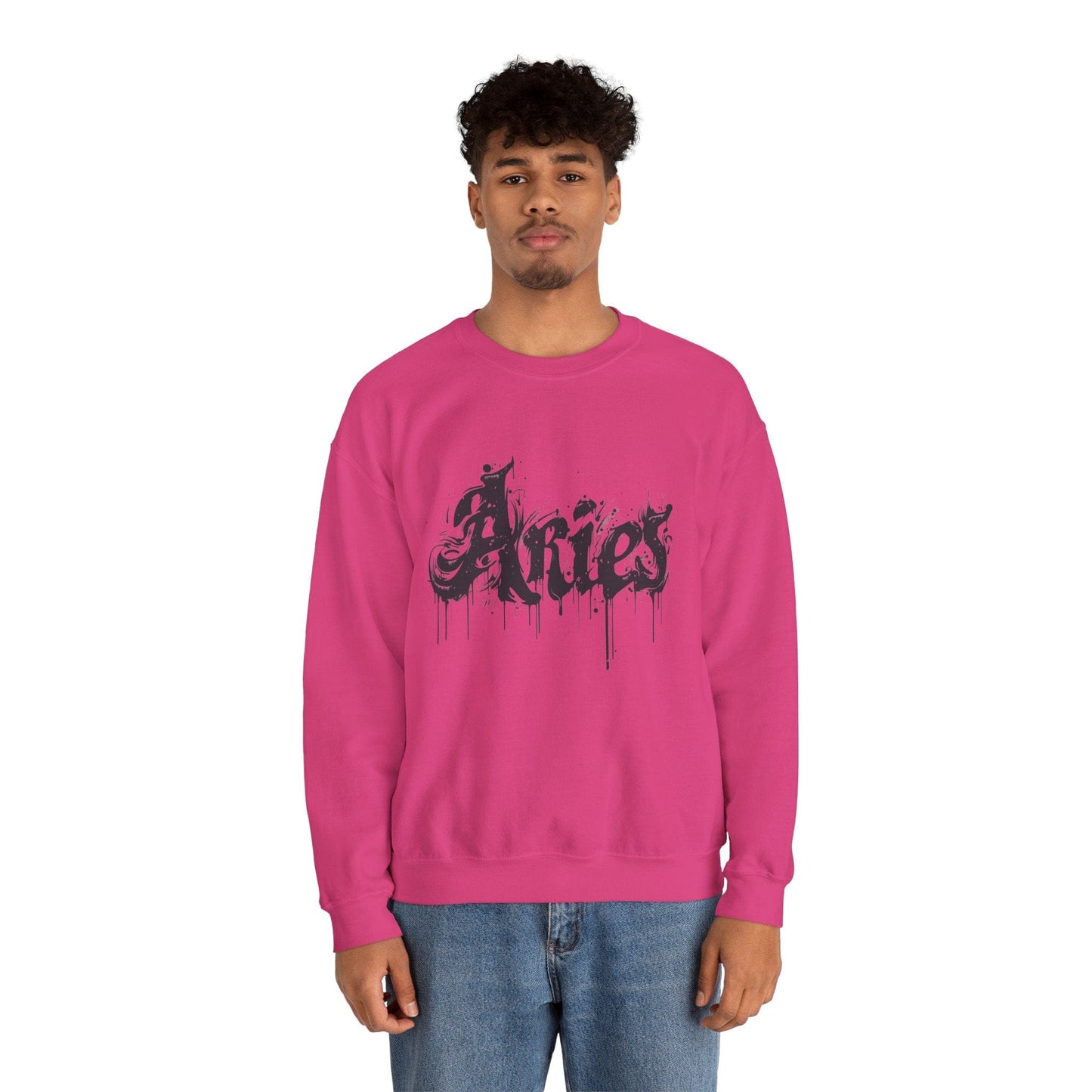 Sweatshirt Ink-Dripped Aries Energy Soft Sweater: Embrace Your Fire