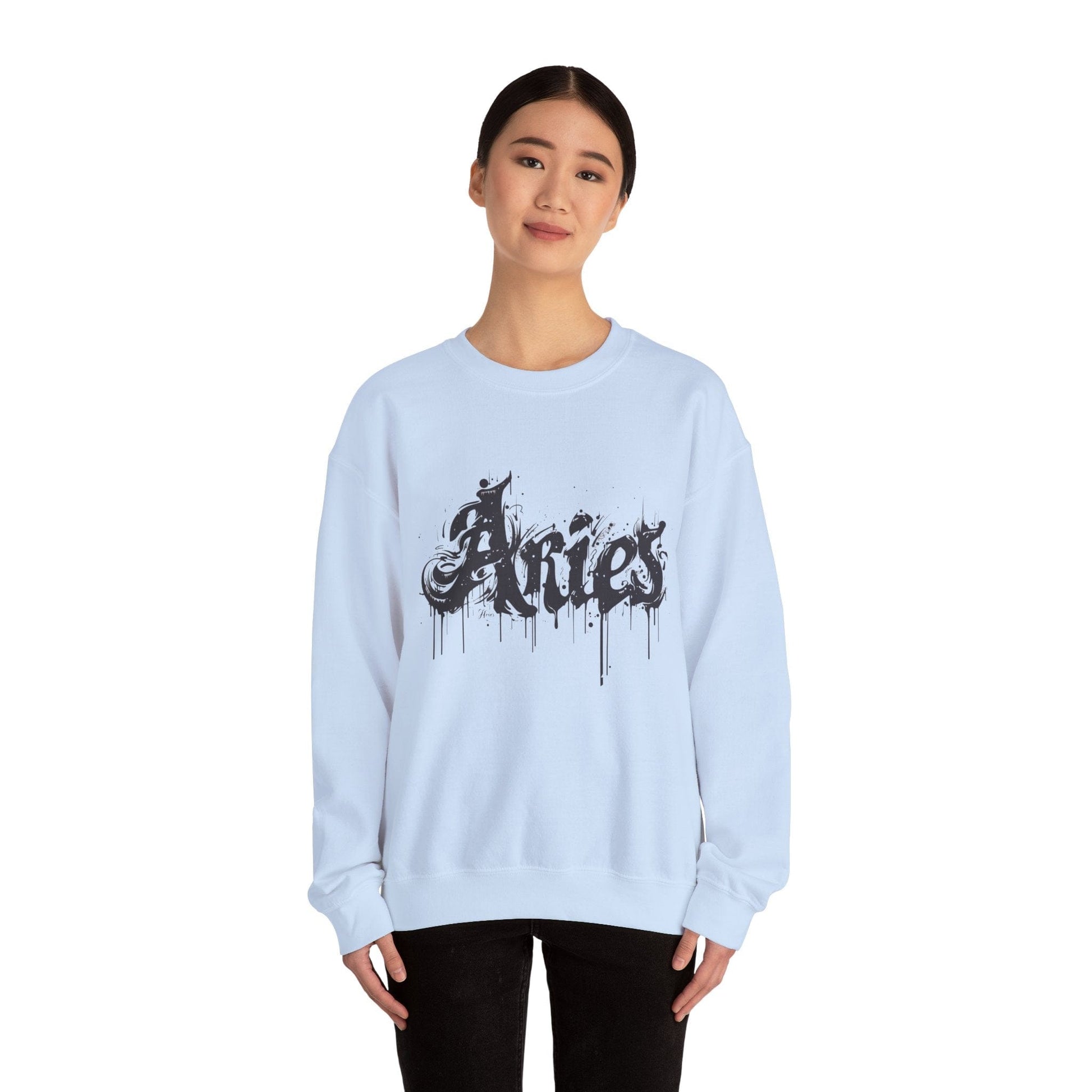 Sweatshirt Ink-Dripped Aries Energy Soft Sweater: Embrace Your Fire