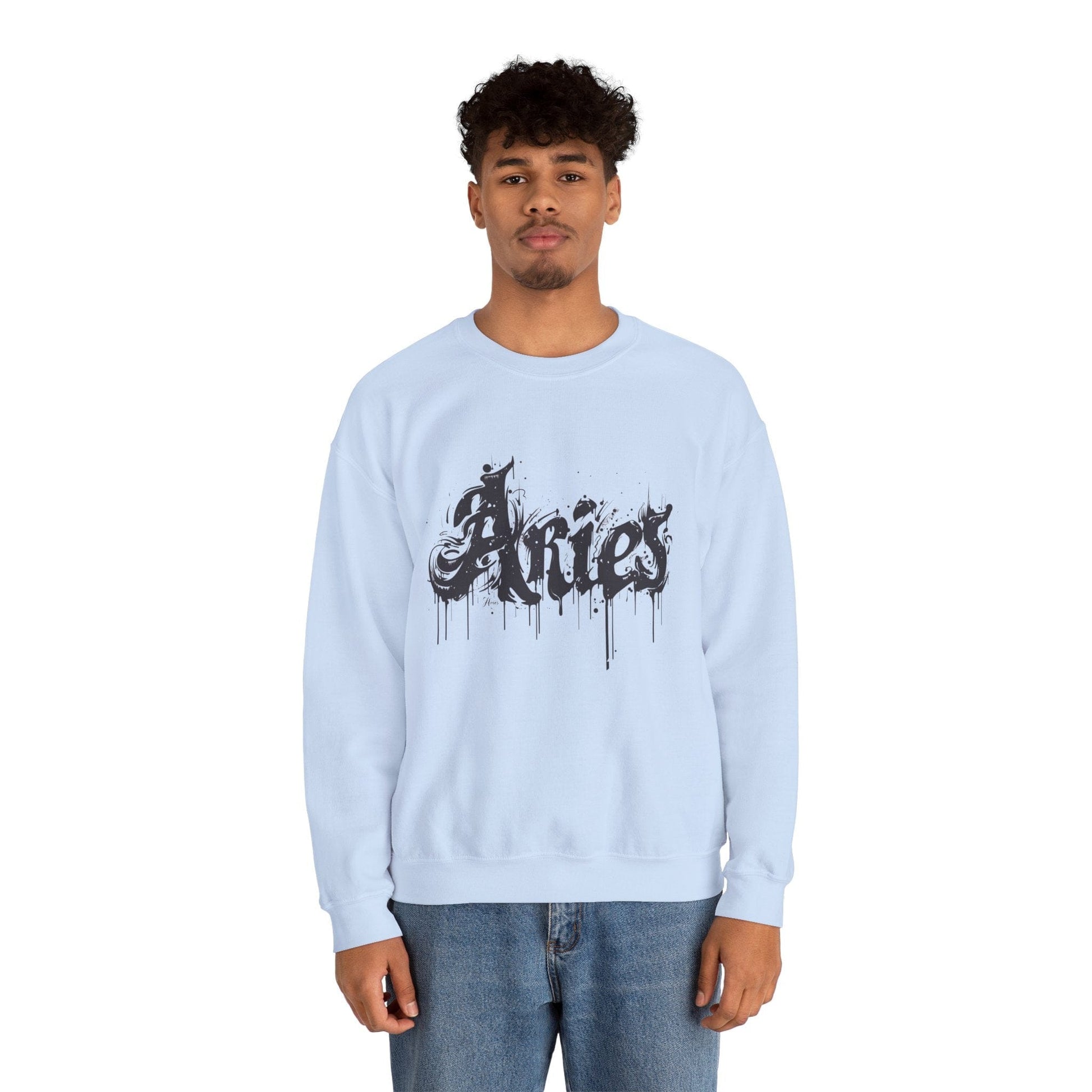 Sweatshirt Ink-Dripped Aries Energy Soft Sweater: Embrace Your Fire