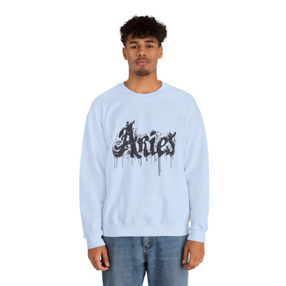 Sweatshirt Ink-Dripped Aries Energy Soft Sweater: Embrace Your Fire