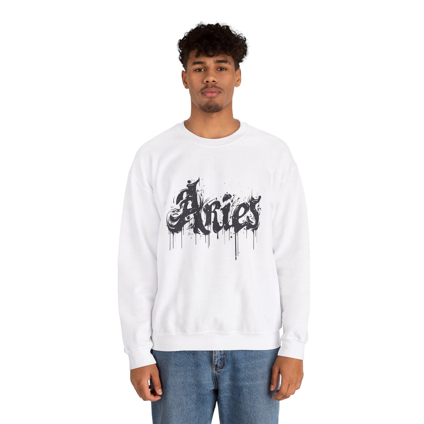Sweatshirt Ink-Dripped Aries Energy Soft Sweater: Embrace Your Fire