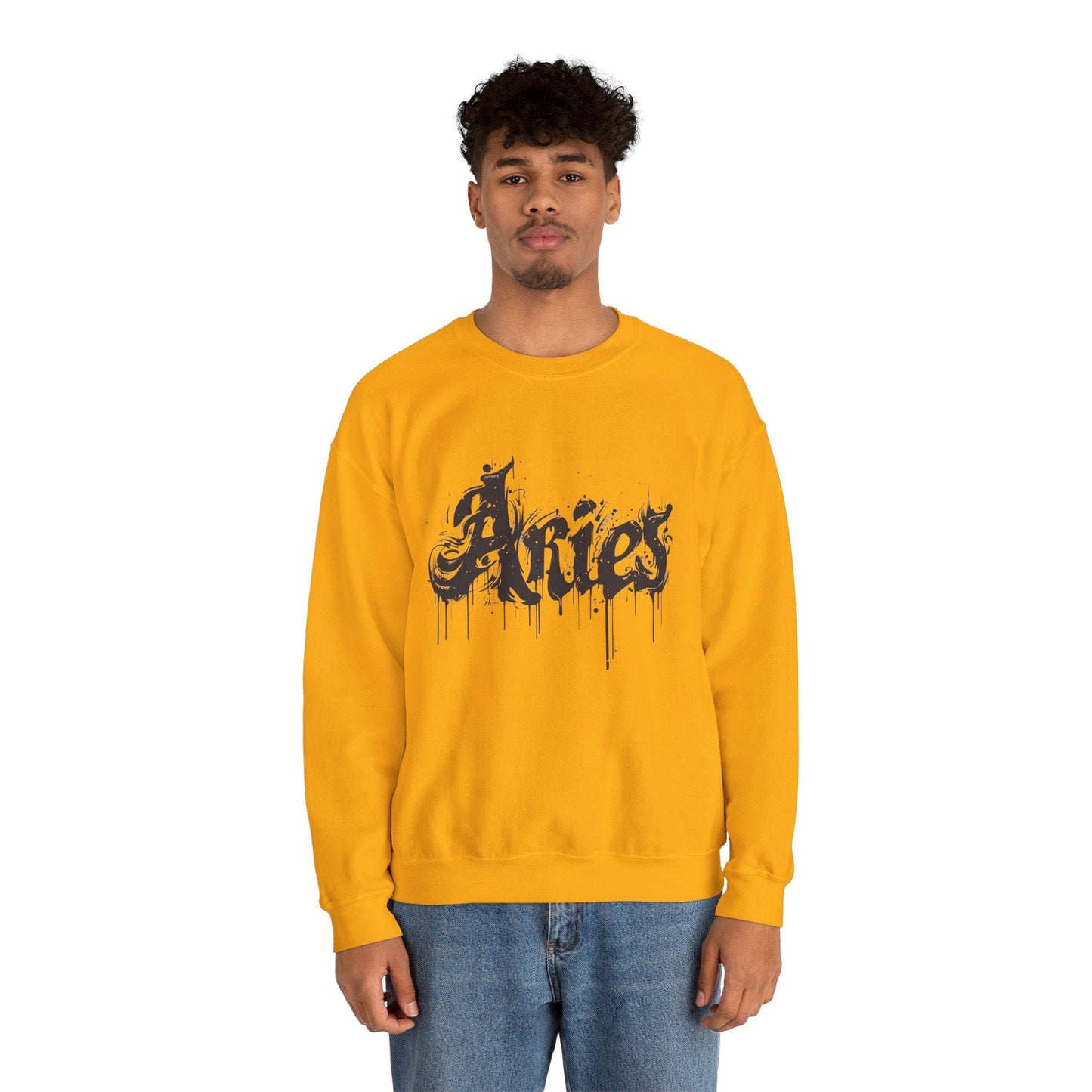 Sweatshirt Ink-Dripped Aries Energy Soft Sweater: Embrace Your Fire