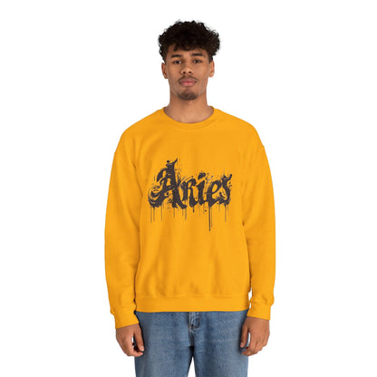 Sweatshirt Ink-Dripped Aries Energy Soft Sweater: Embrace Your Fire