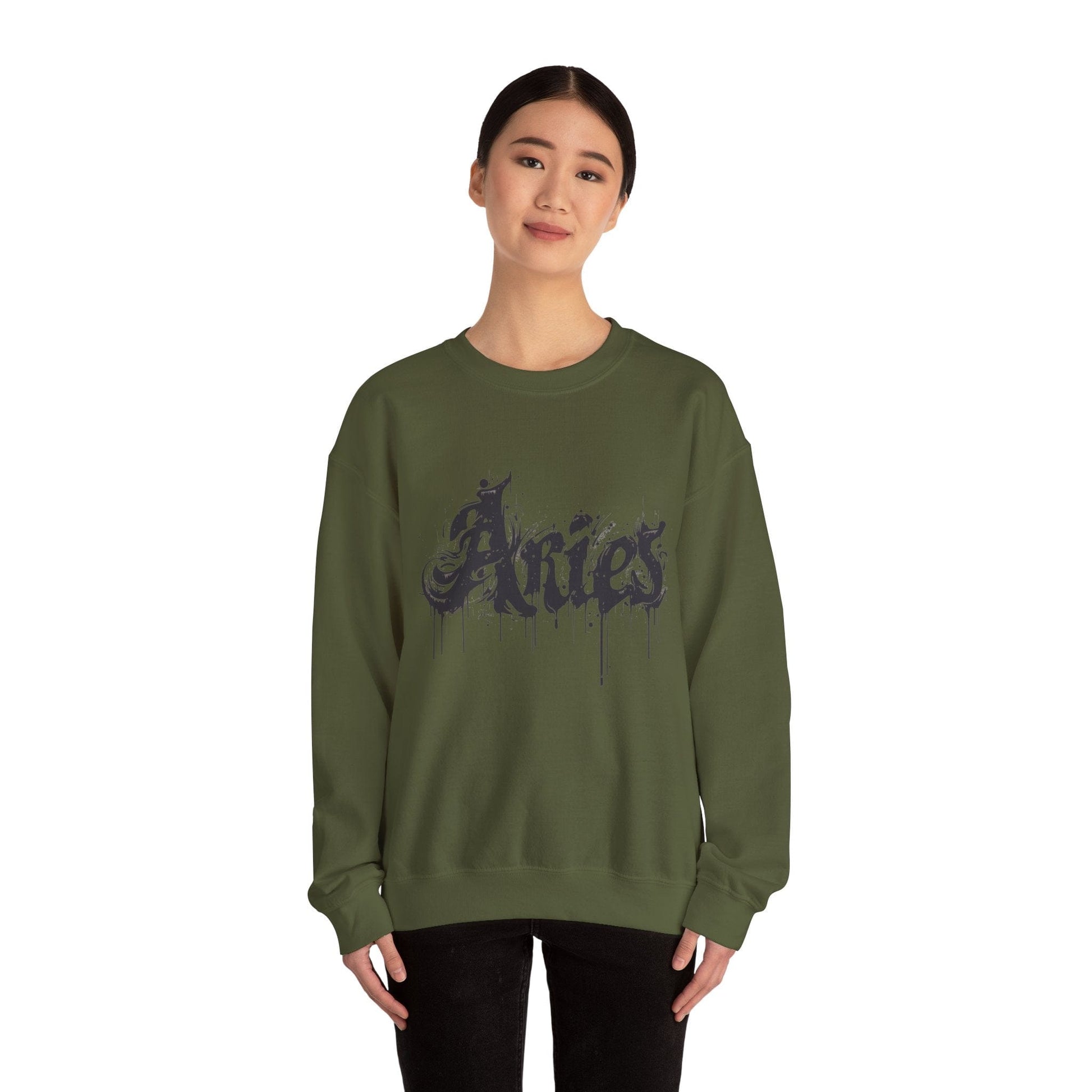 Sweatshirt Ink-Dripped Aries Energy Soft Sweater: Embrace Your Fire