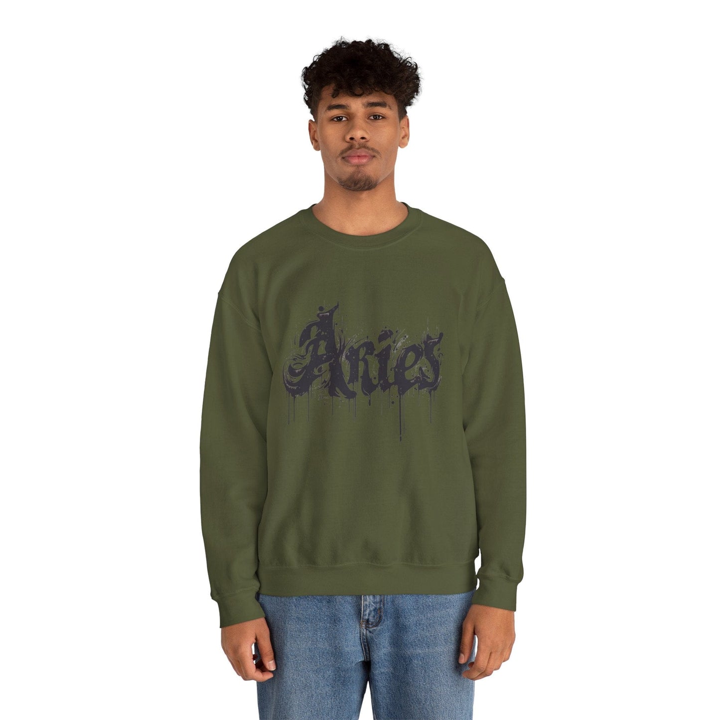 Sweatshirt Ink-Dripped Aries Energy Soft Sweater: Embrace Your Fire