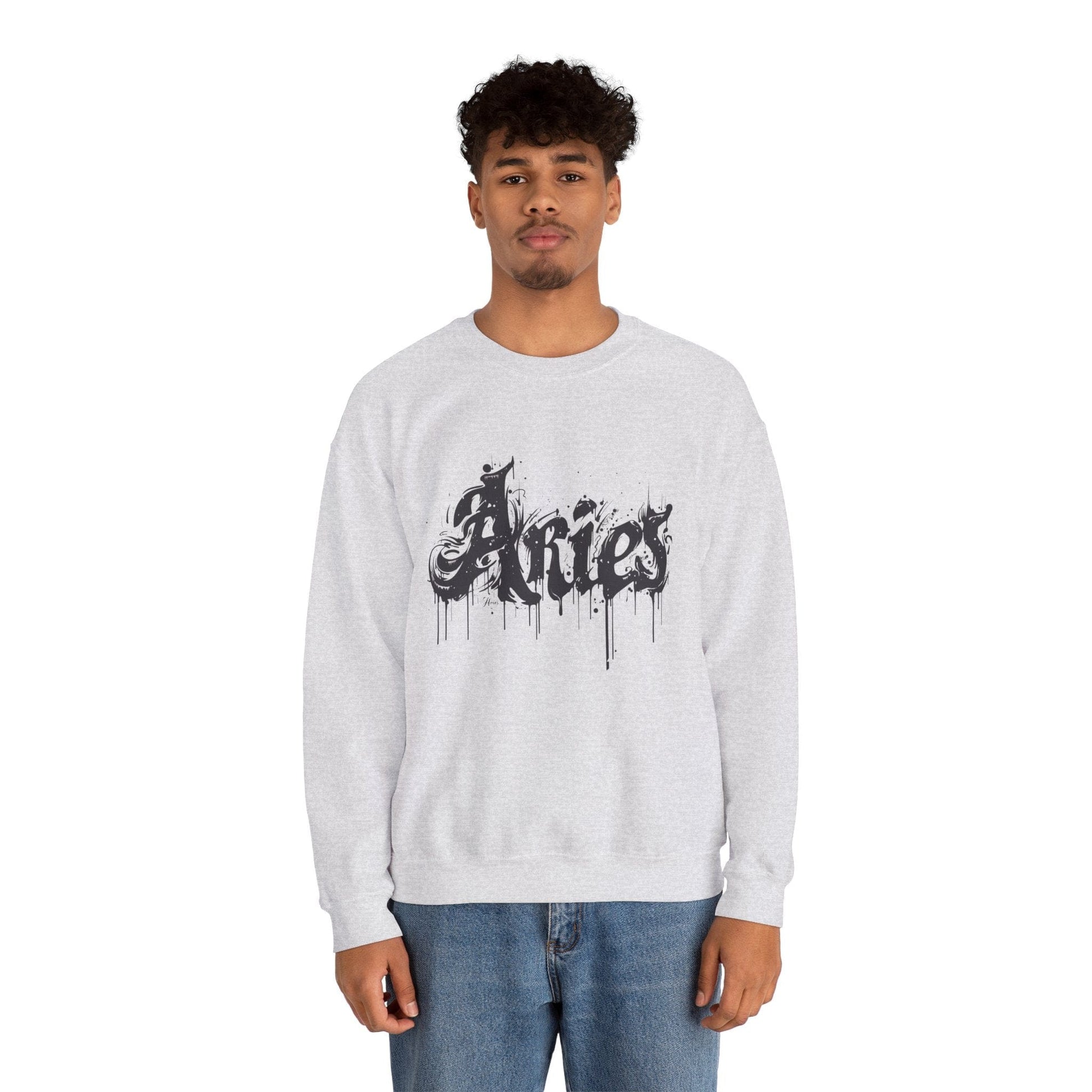 Sweatshirt Ink-Dripped Aries Energy Soft Sweater: Embrace Your Fire