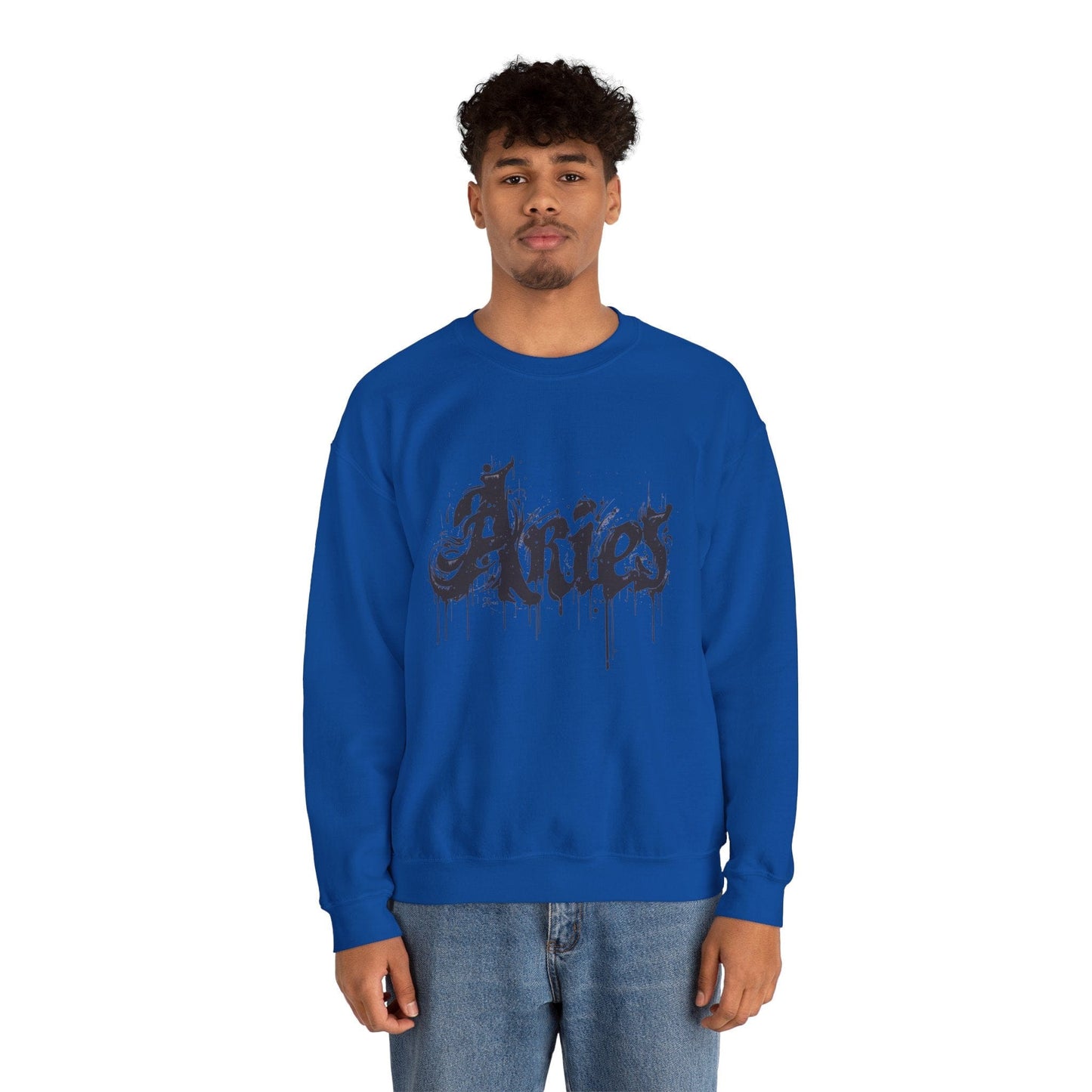 Sweatshirt Ink-Dripped Aries Energy Soft Sweater: Embrace Your Fire