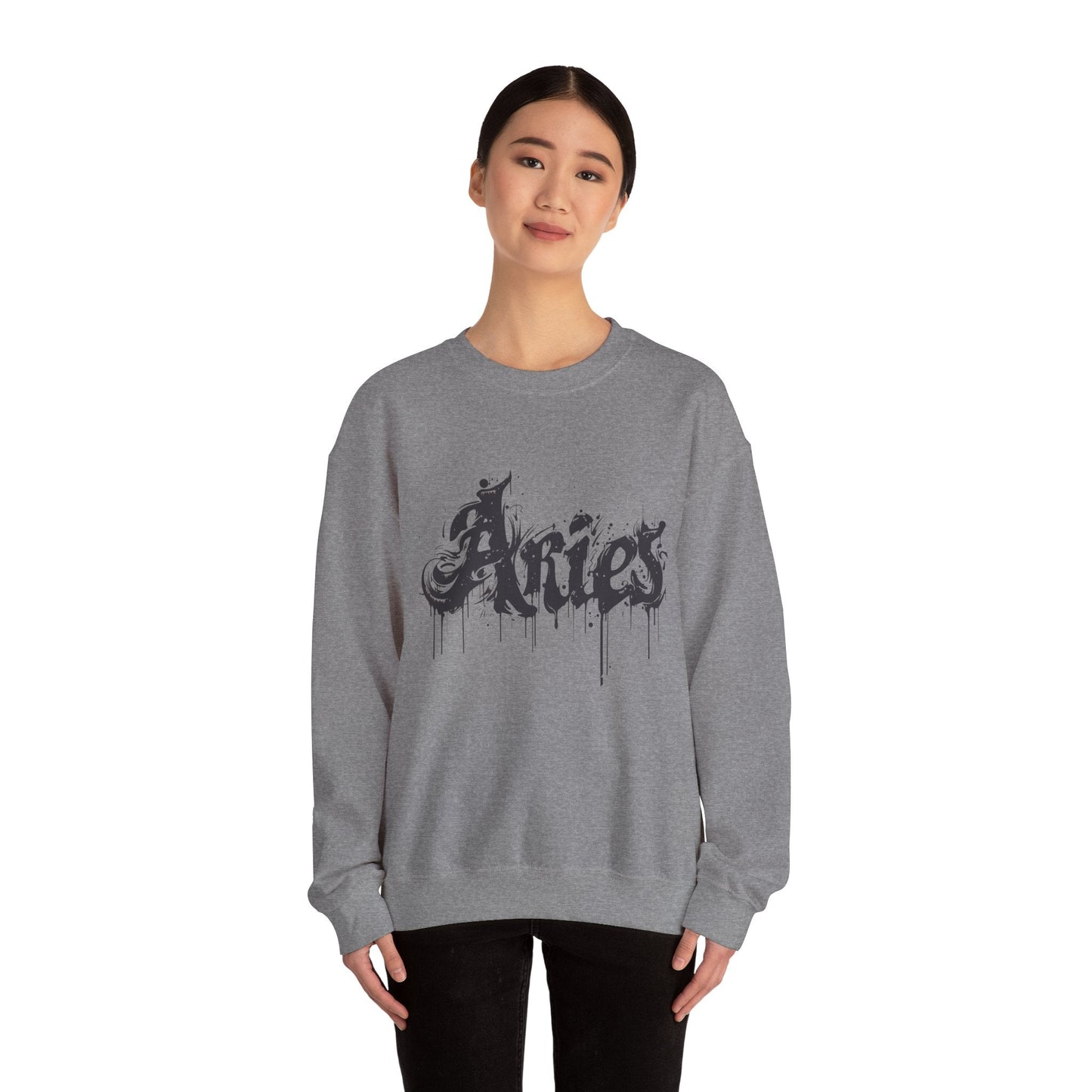 Sweatshirt Ink-Dripped Aries Energy Soft Sweater: Embrace Your Fire