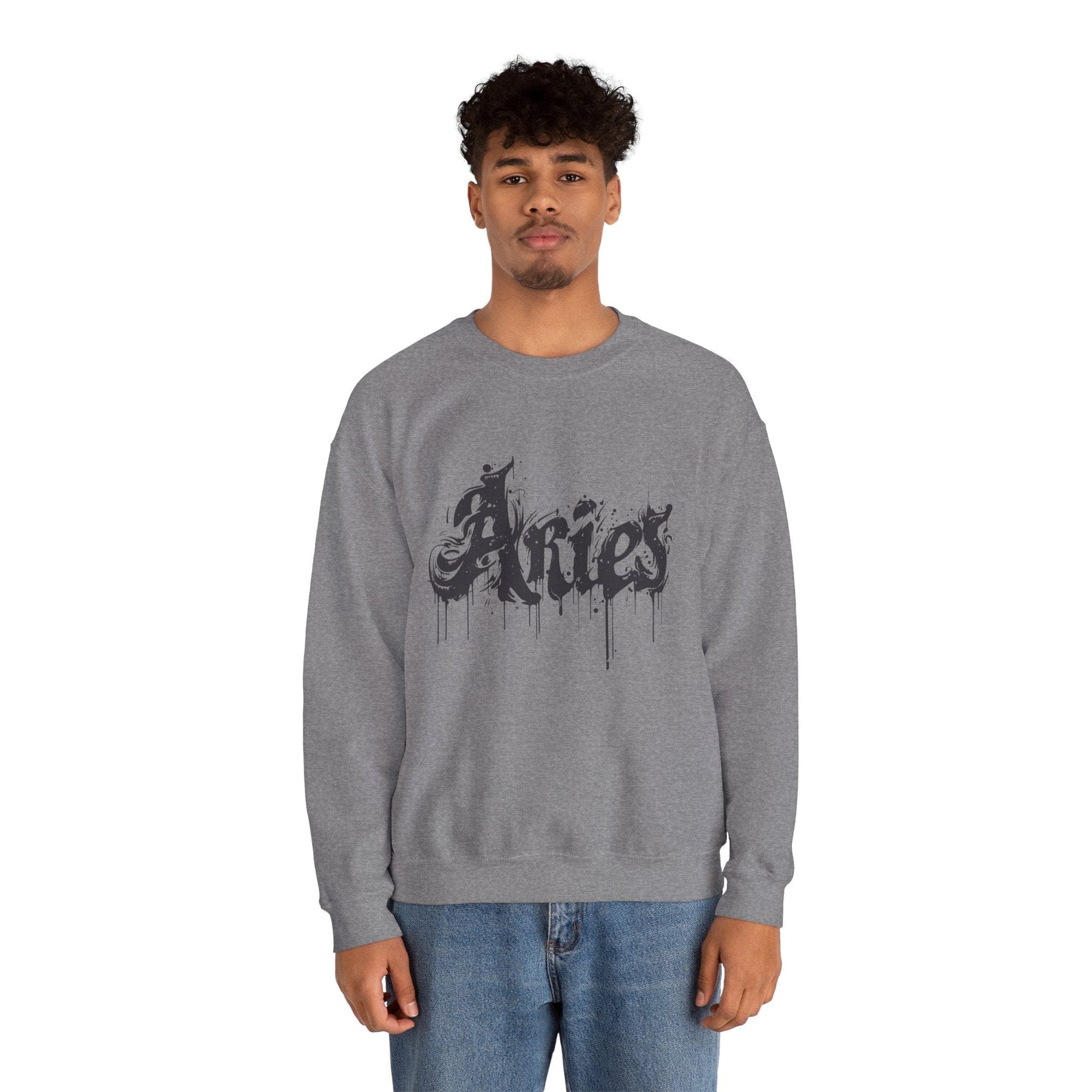 Sweatshirt Ink-Dripped Aries Energy Soft Sweater: Embrace Your Fire