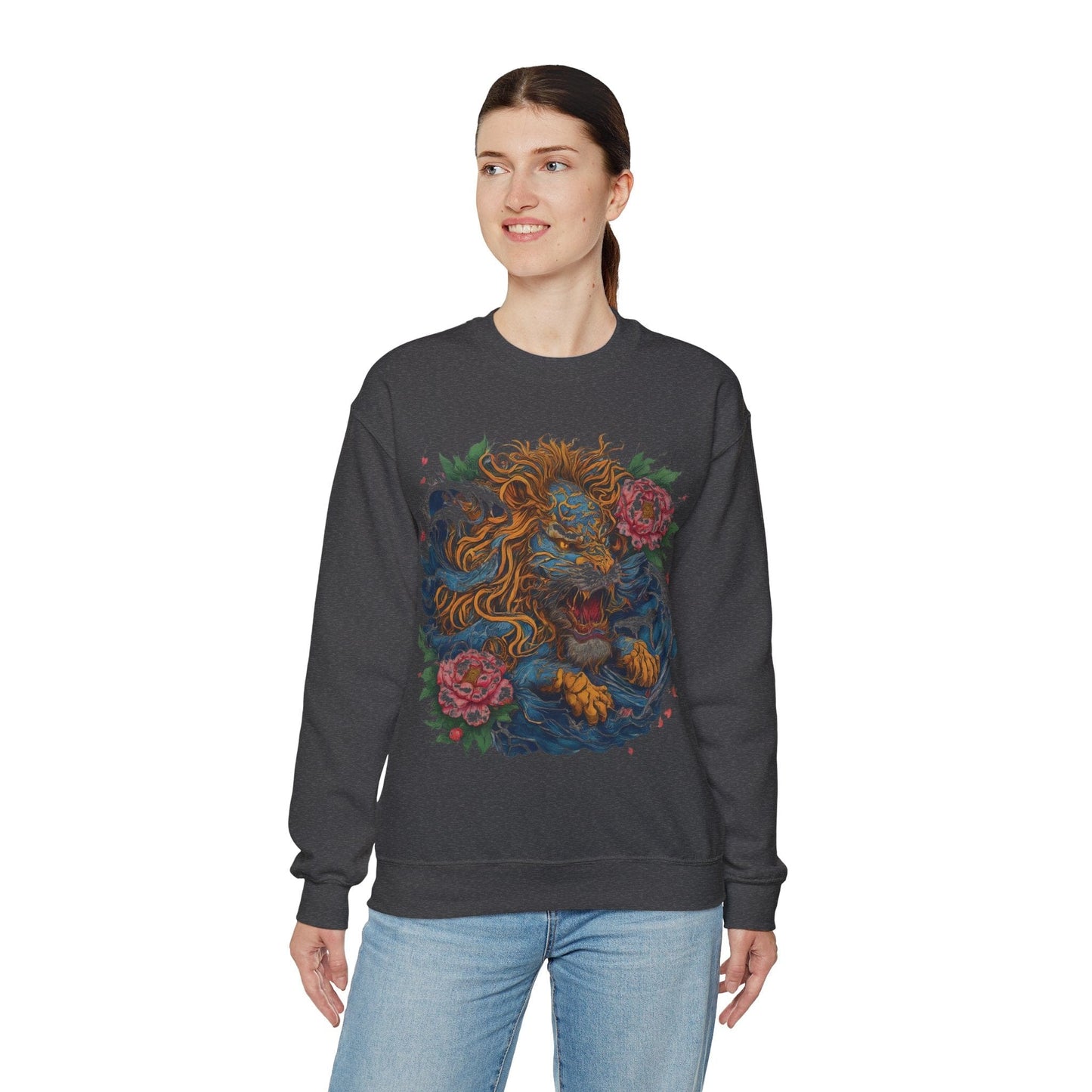 Sweatshirt Japanese Irezumi Leo Soft Crewneck Sweatshirt