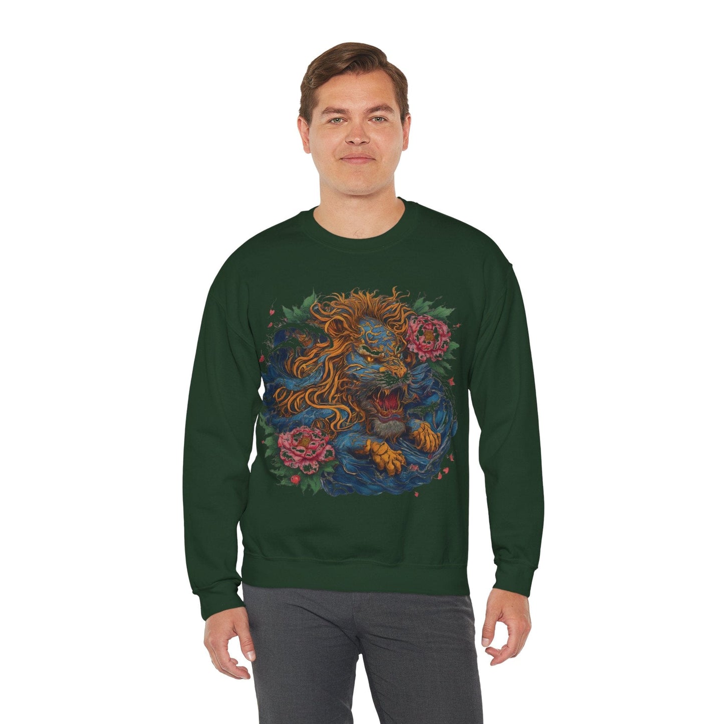 Sweatshirt Japanese Irezumi Leo Soft Crewneck Sweatshirt