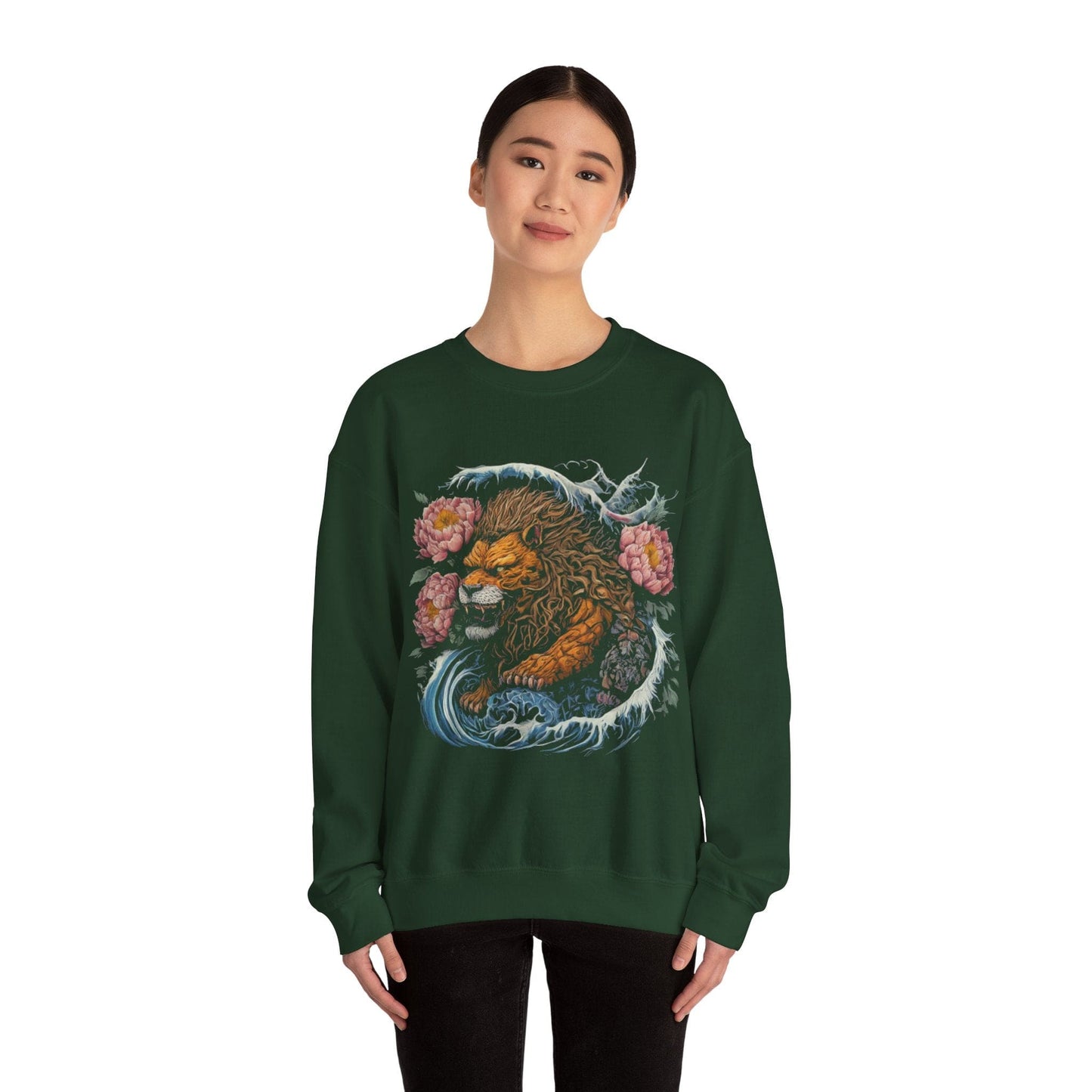 Sweatshirt Japanese Splash Old School Tattoo Leo Soft Crewneck Sweatshirt