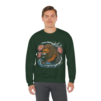 Sweatshirt Japanese Splash Old School Tattoo Leo Soft Crewneck Sweatshirt