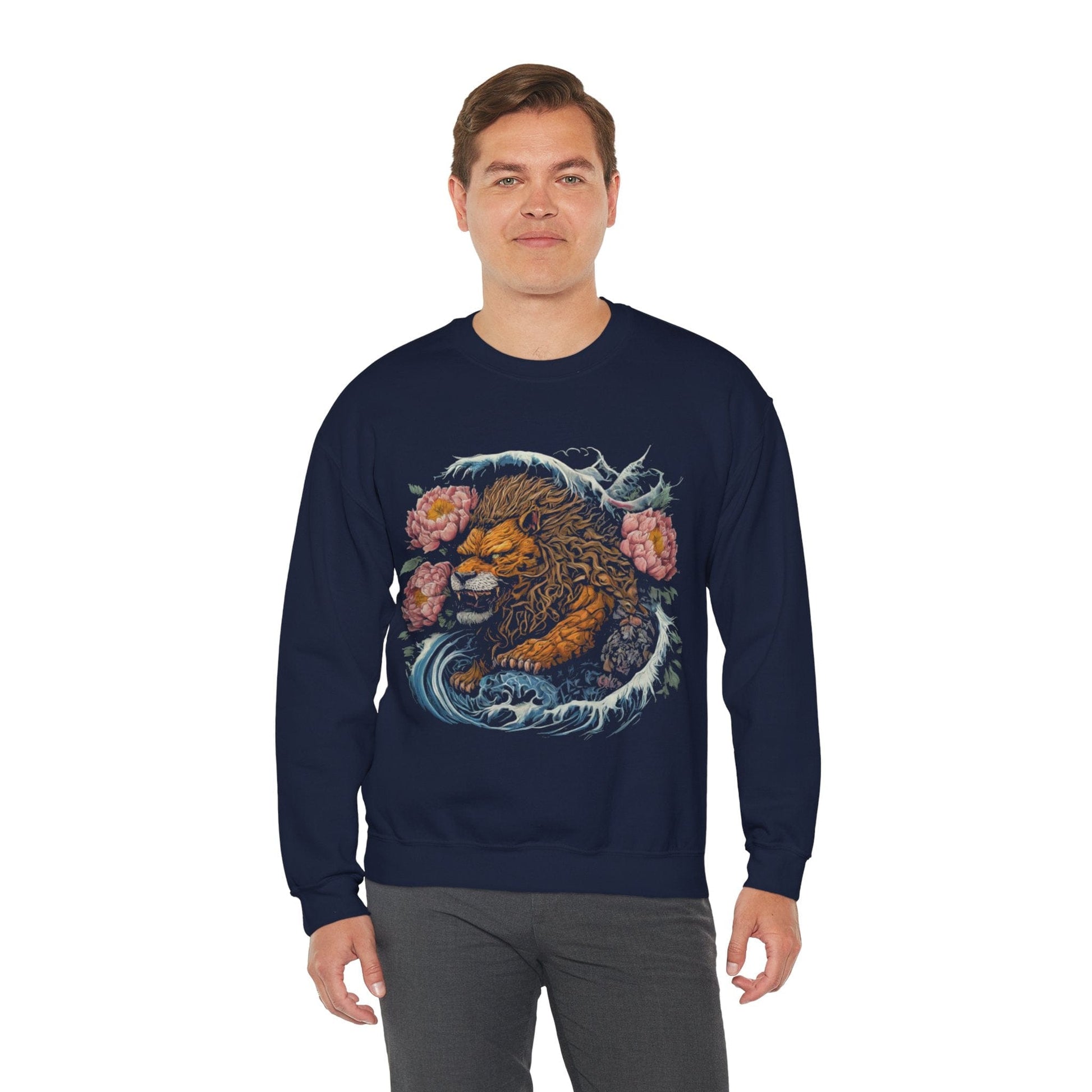 Sweatshirt Japanese Splash Old School Tattoo Leo Soft Crewneck Sweatshirt