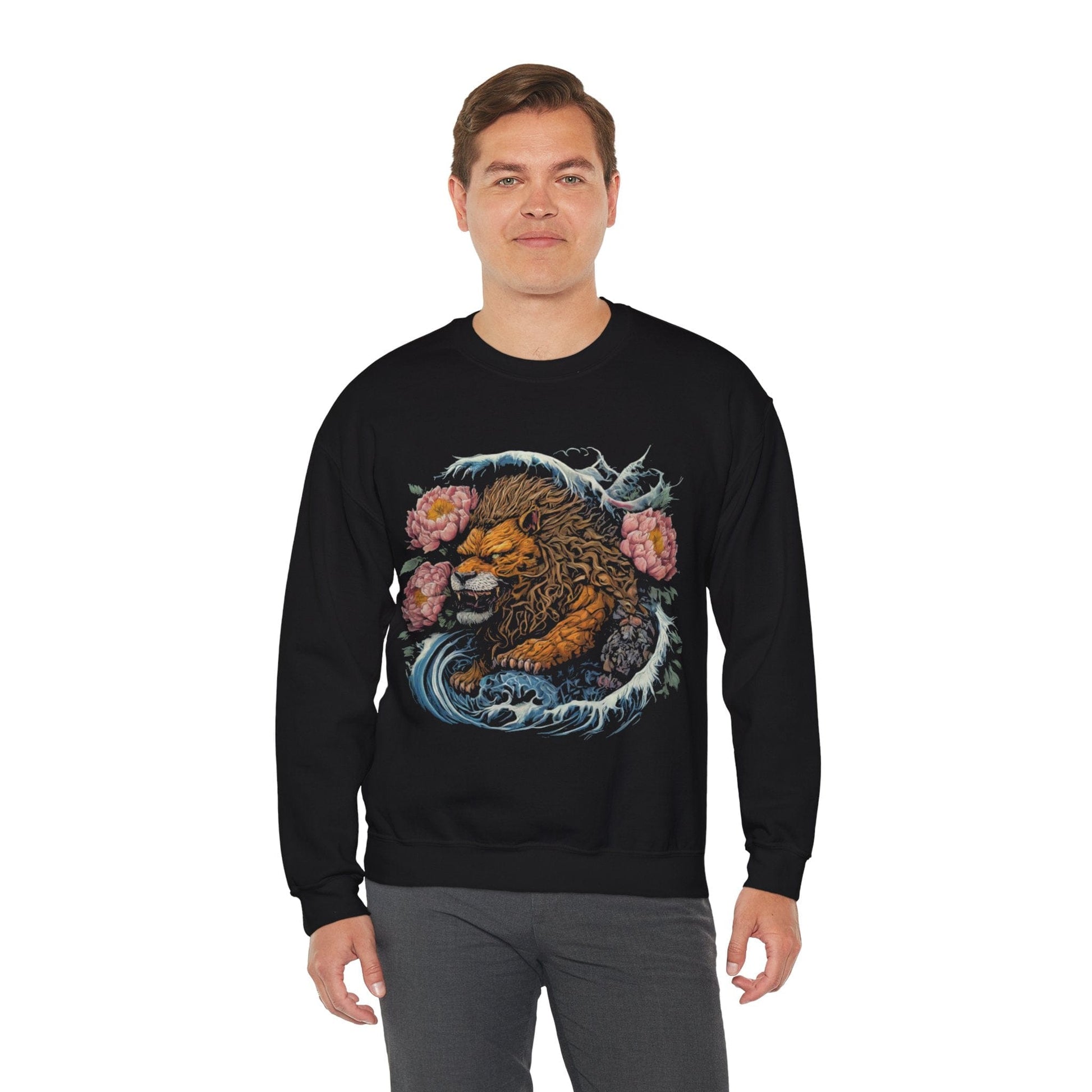 Sweatshirt Japanese Splash Old School Tattoo Leo Soft Crewneck Sweatshirt