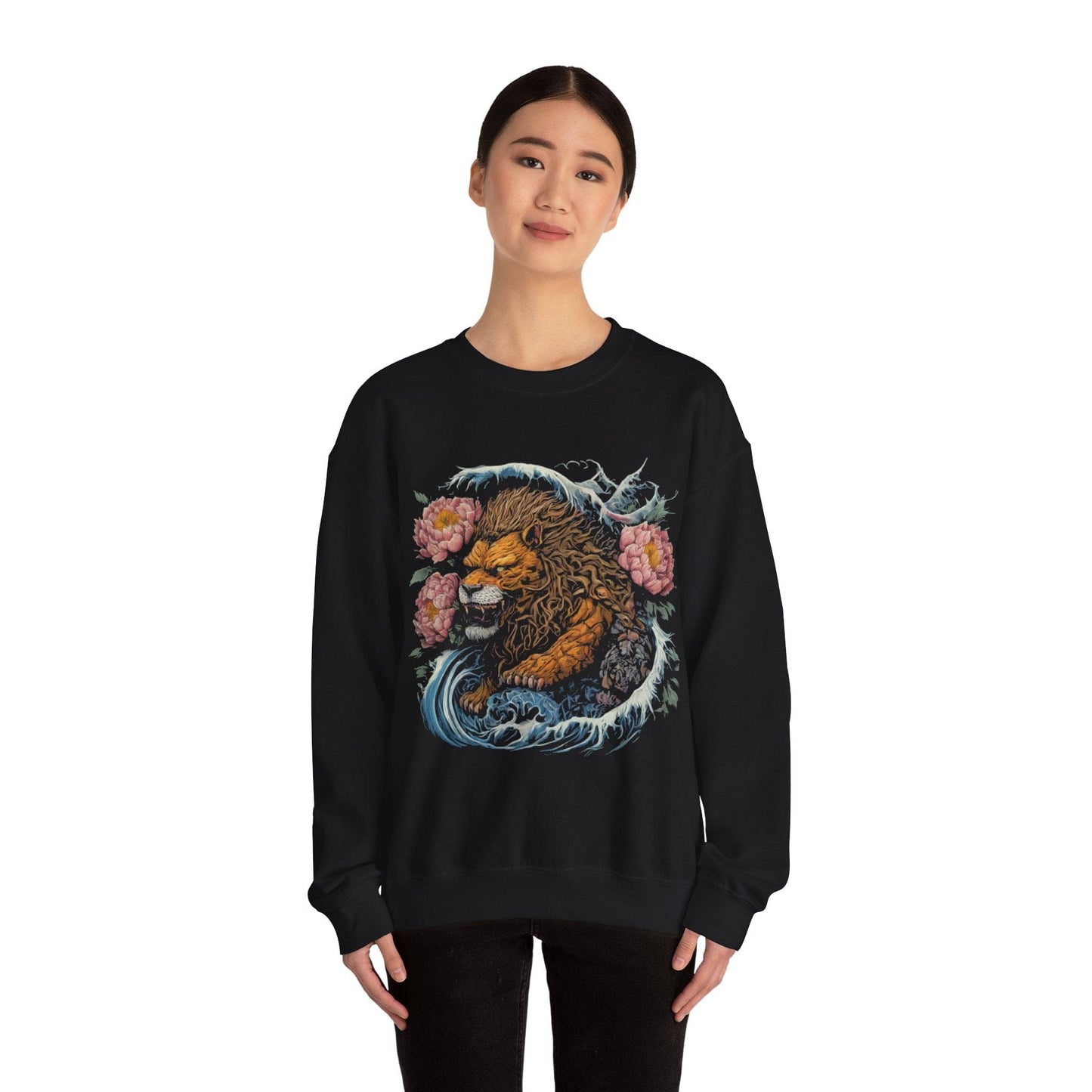 Sweatshirt Japanese Splash Old School Tattoo Leo Soft Crewneck Sweatshirt