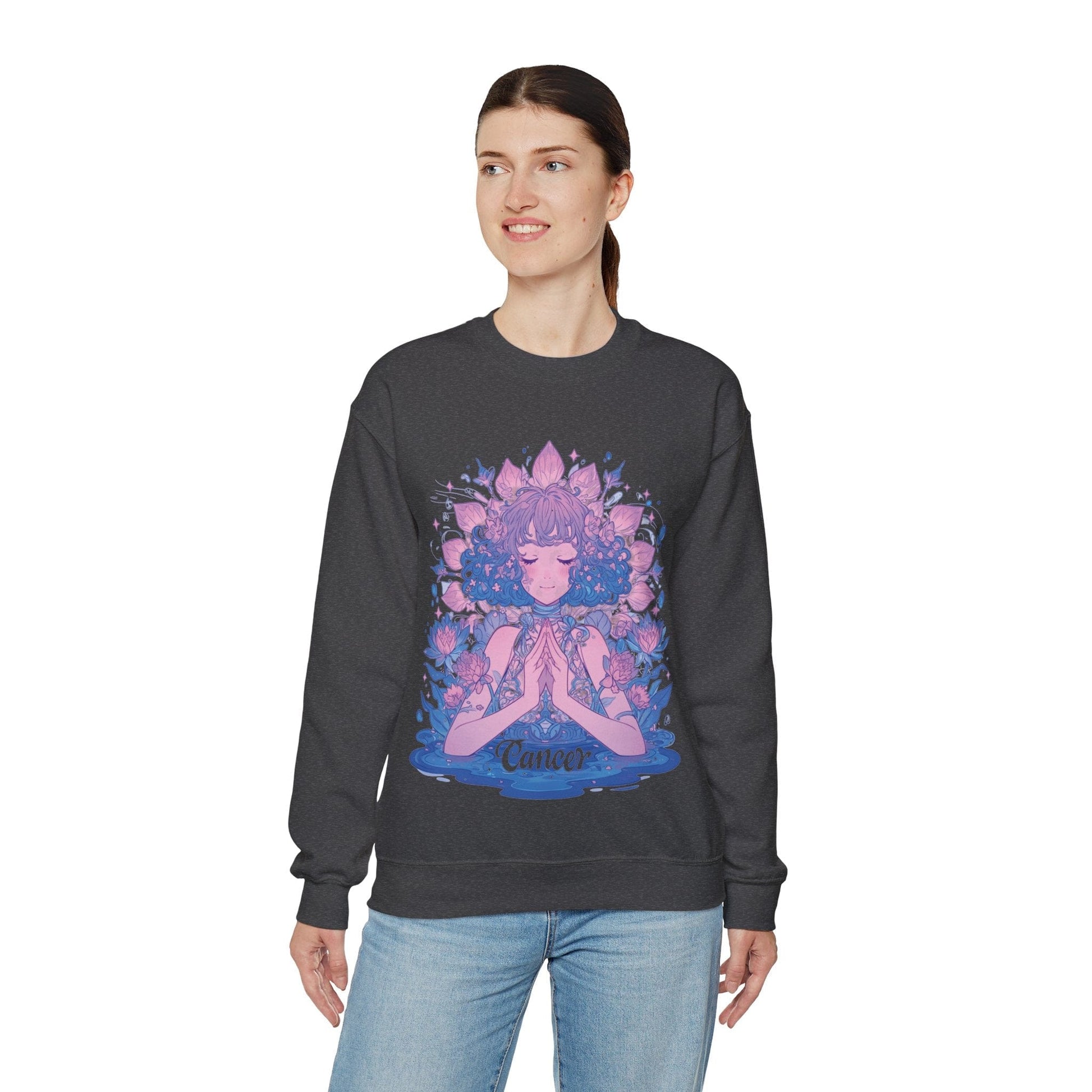 Sweatshirt Lunar Bloom Cancer Sweater: Embrace Tranquility