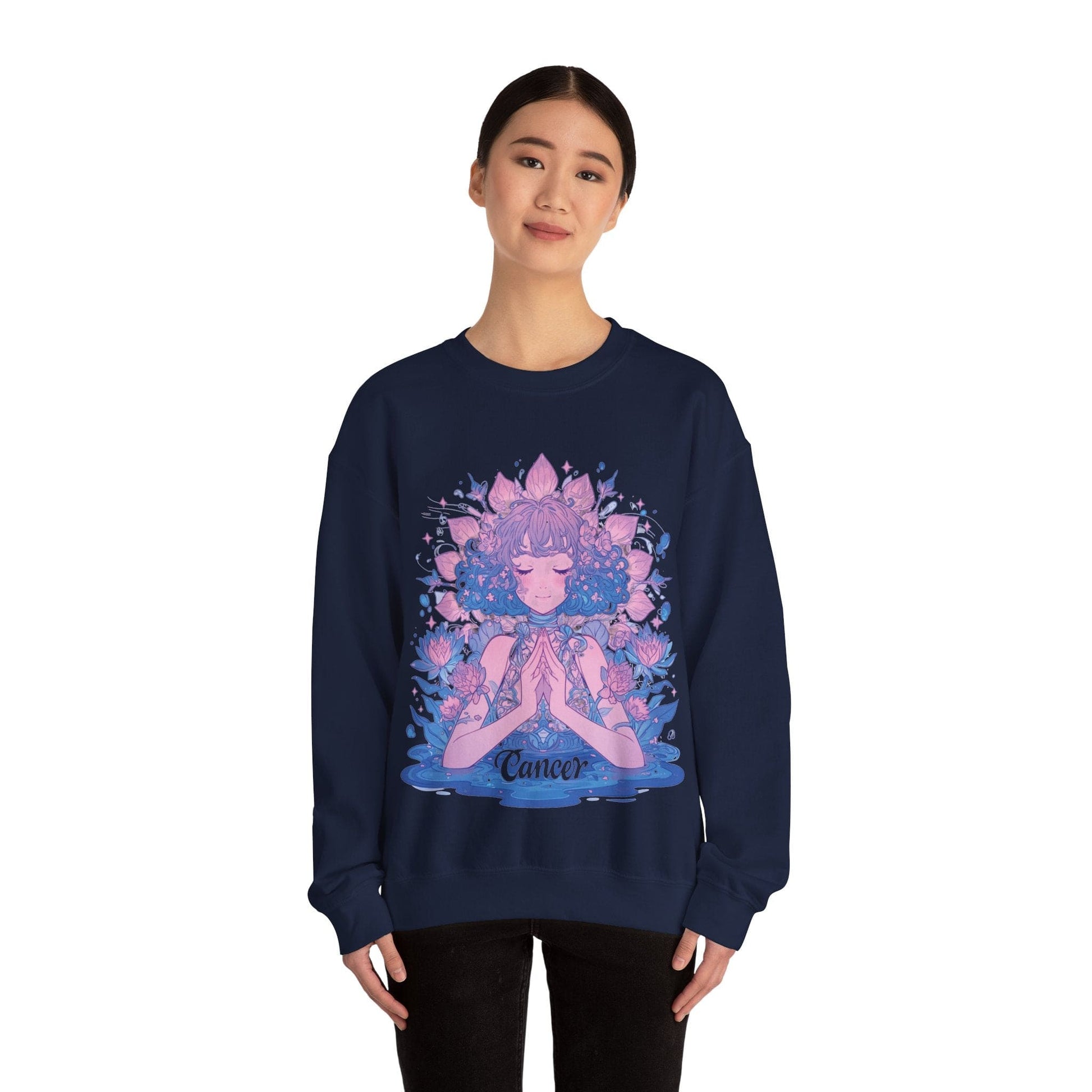 Sweatshirt Lunar Bloom Cancer Sweater: Embrace Tranquility