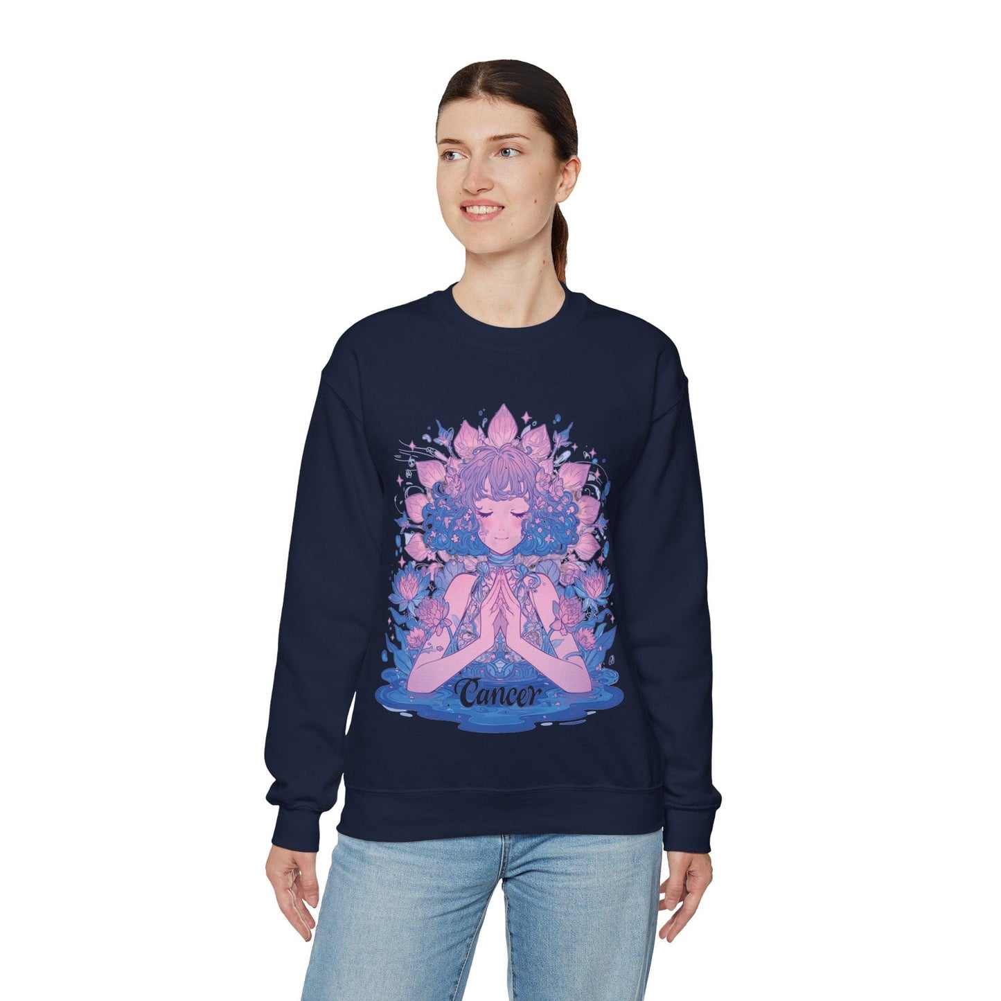 Sweatshirt Lunar Bloom Cancer Sweater: Embrace Tranquility