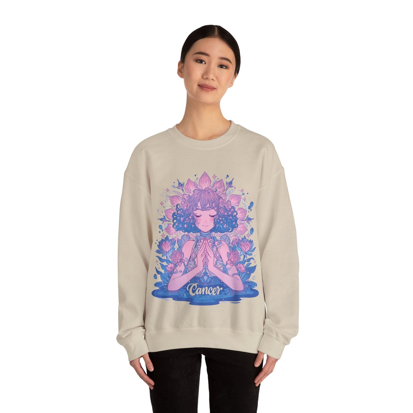 Sweatshirt Lunar Bloom Cancer Sweater: Embrace Tranquility