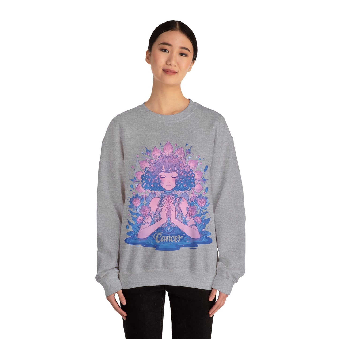 Sweatshirt Lunar Bloom Cancer Sweater: Embrace Tranquility