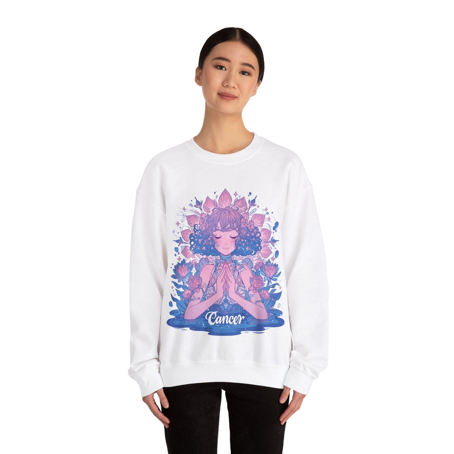 Sweatshirt Lunar Bloom Cancer Sweater: Embrace Tranquility