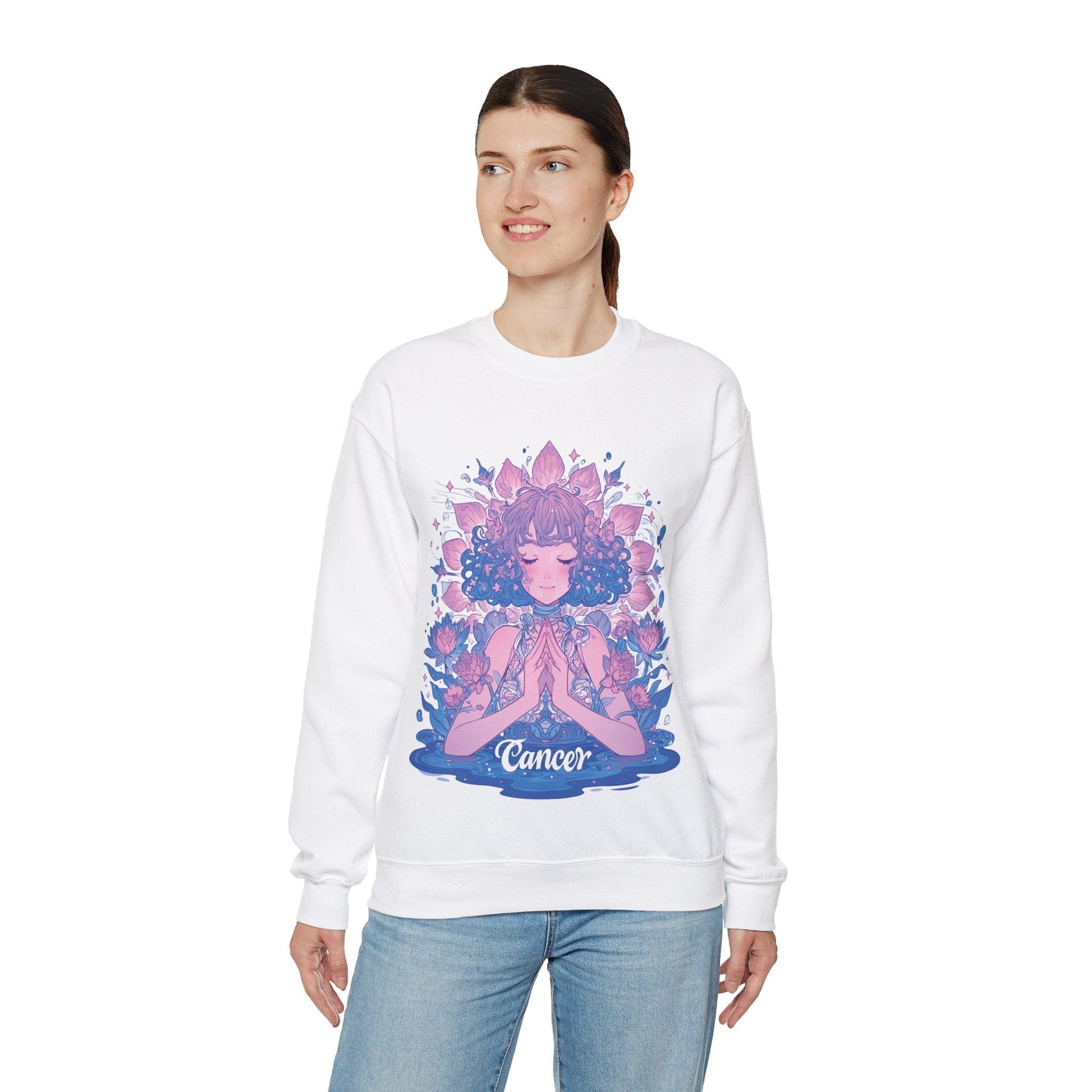 Sweatshirt Lunar Bloom Cancer Sweater: Embrace Tranquility