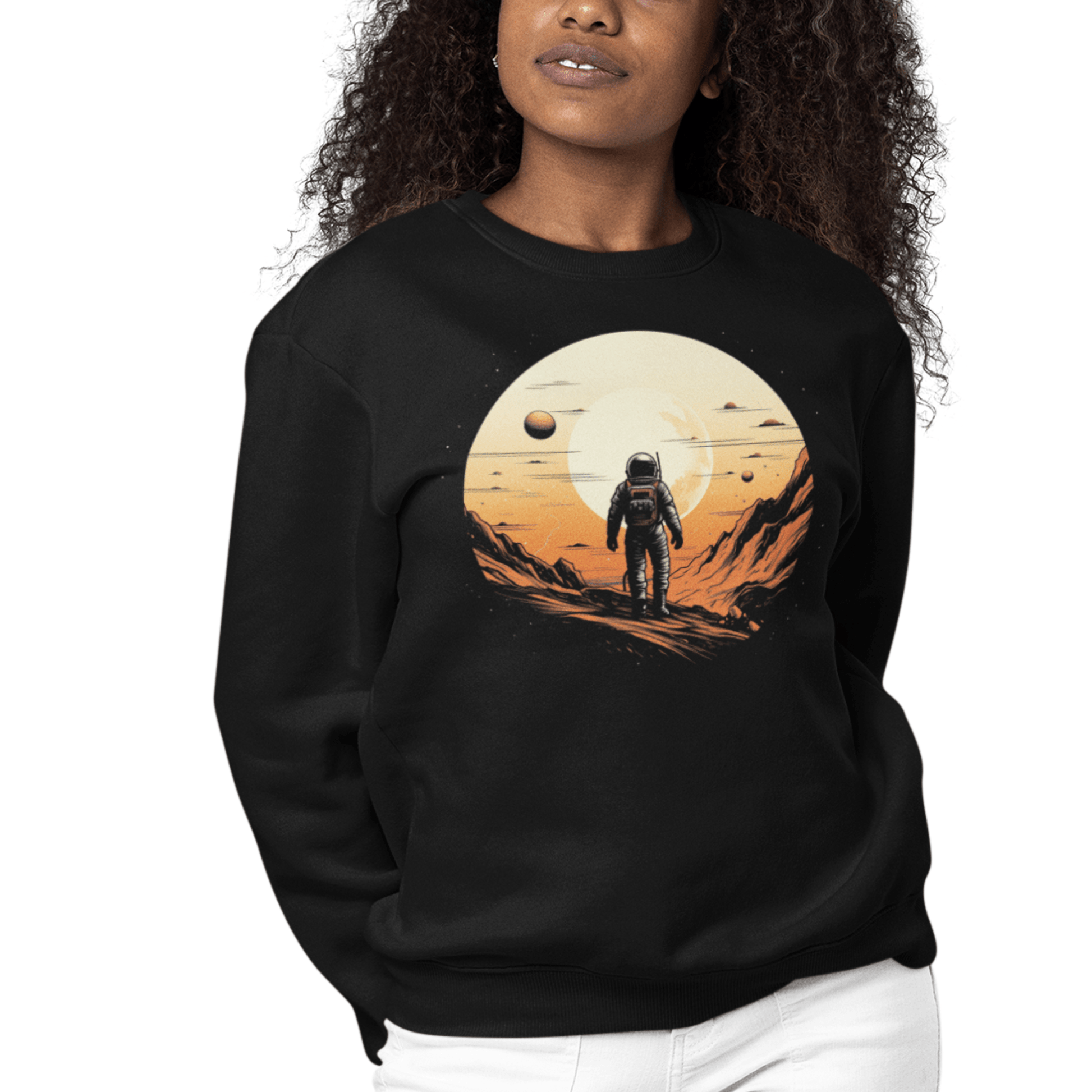 Sweatshirt Lunar Explorer: Astronaut on the Moon Crewneck Sweatshirt