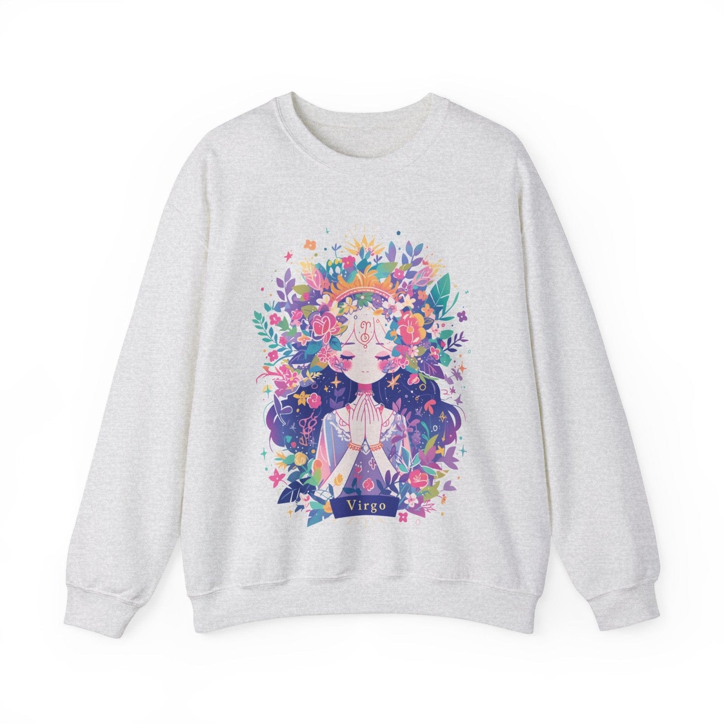 Sweatshirt M / Ash Neon Blossom Virgo Sweater: Glow of Serenity
