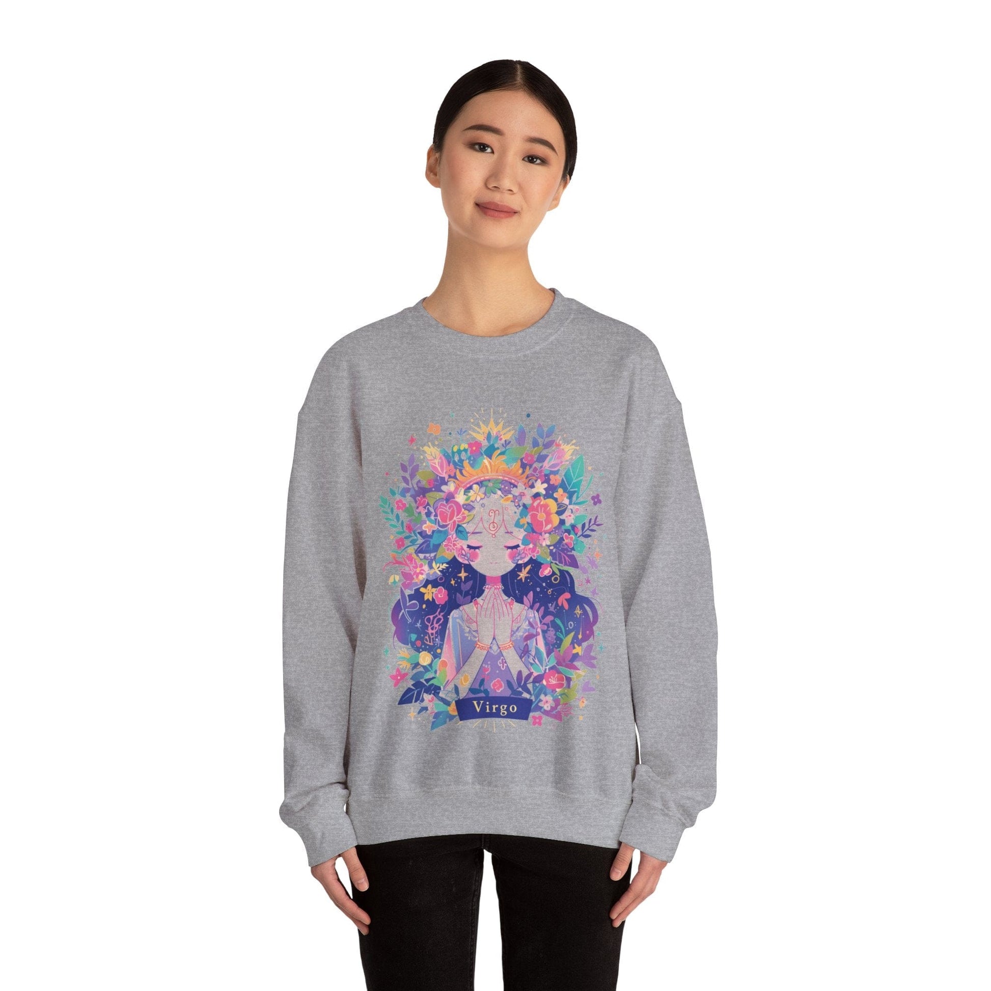 Sweatshirt Neon Blossom Virgo Sweater: Glow of Serenity