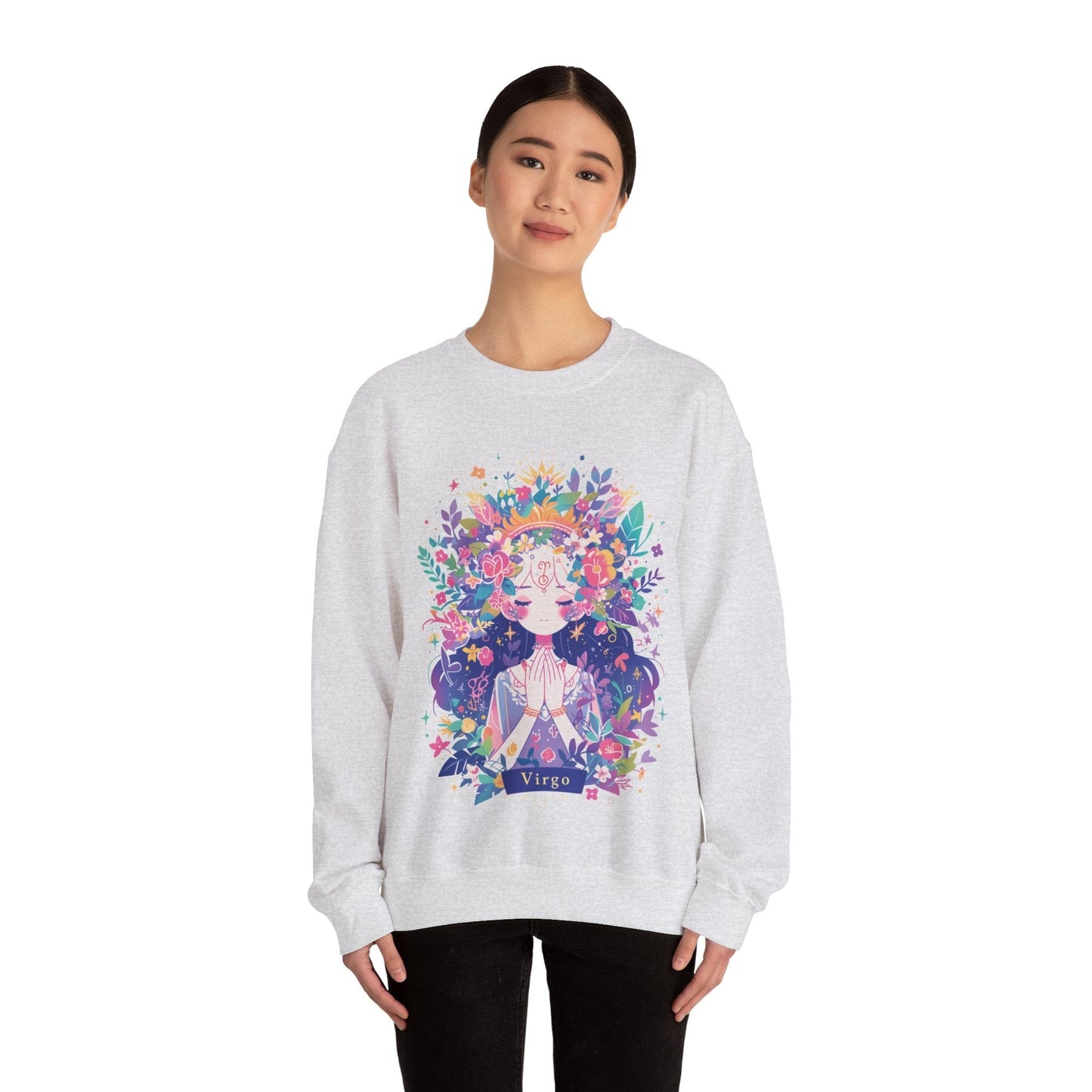 Sweatshirt Neon Blossom Virgo Sweater: Glow of Serenity