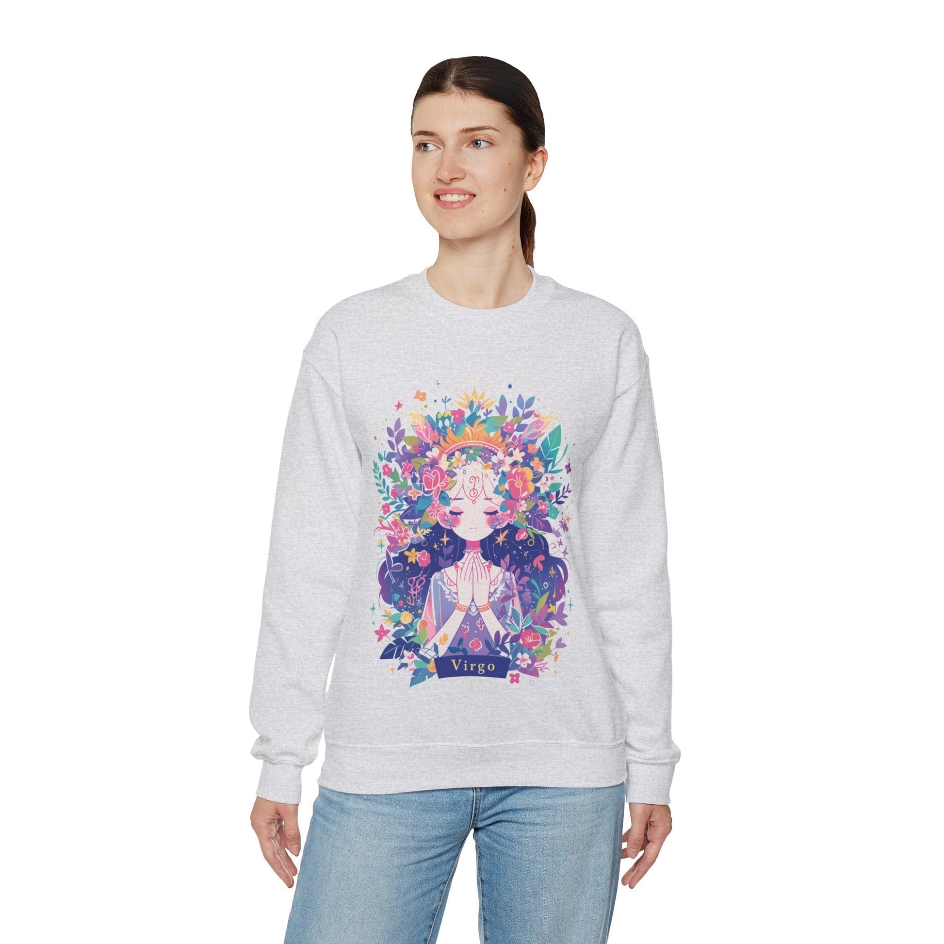 Sweatshirt Neon Blossom Virgo Sweater: Glow of Serenity