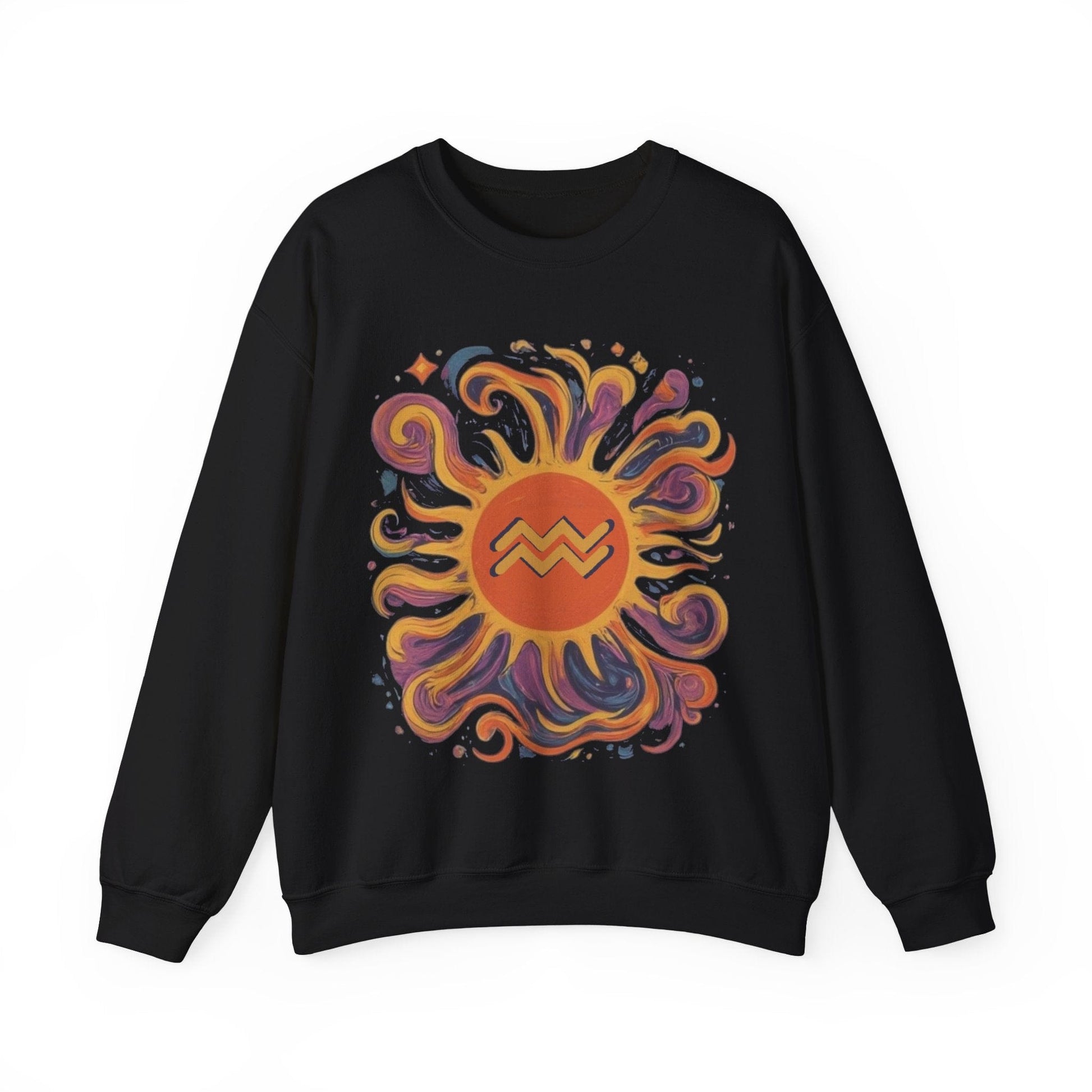 Sweatshirt S / Black Aquarius Celestial Sun Soft Sweater: Illuminate Your Style